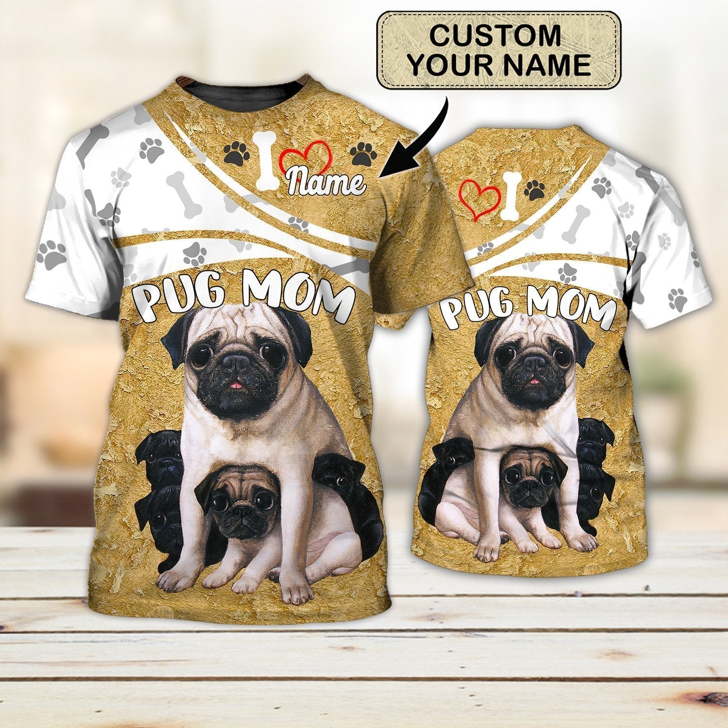 Custom 3D Pug Mom Shirts For Men Women/ Pug Mom T Shirt