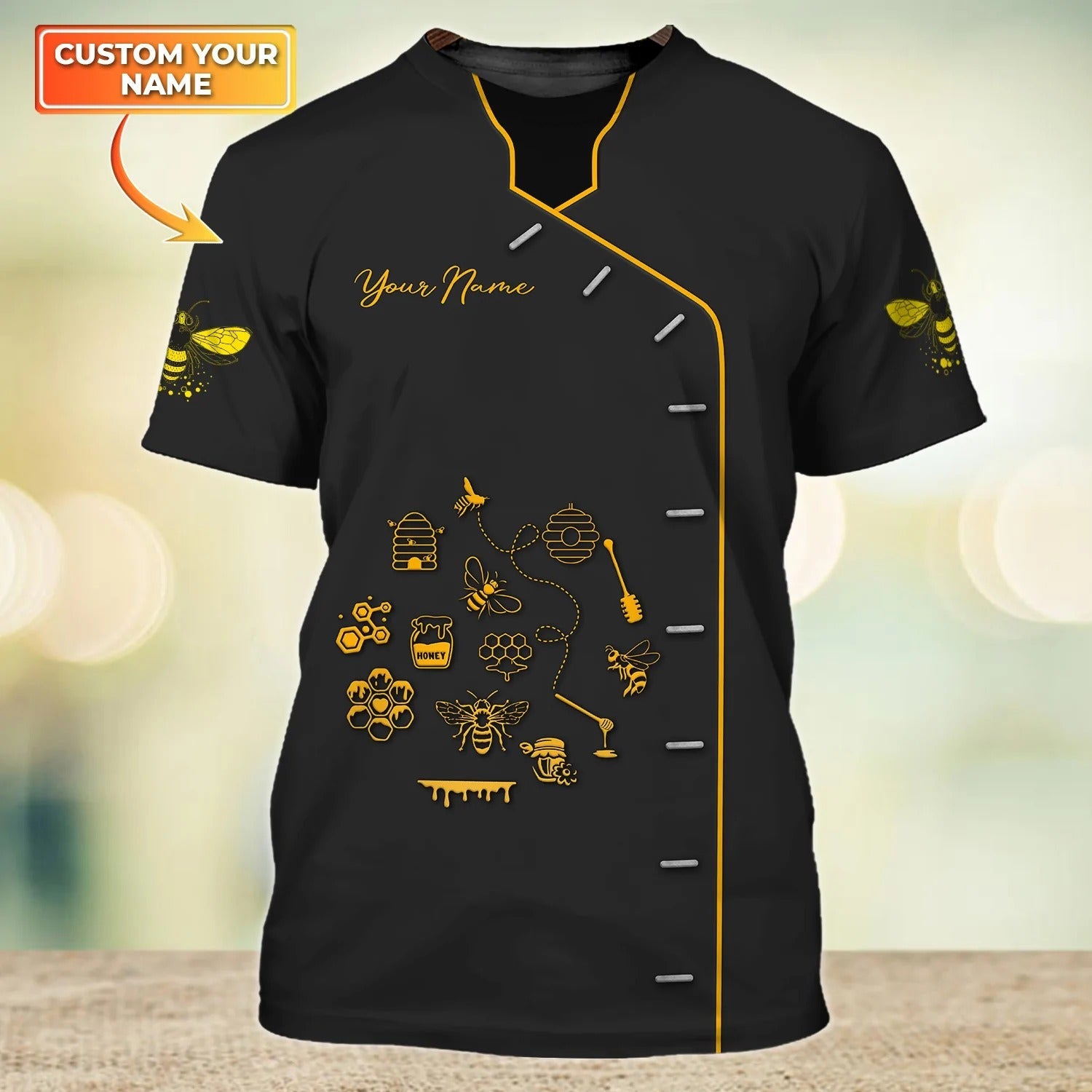 Custom 3D All Over Print Black Bee Shirt/ Bee Keeper Men Shirt/ Best Gift For Bee Lover