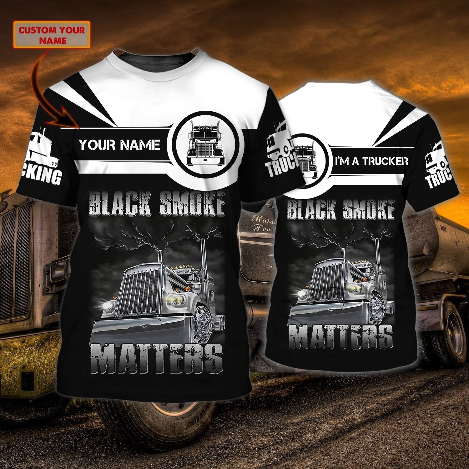 Personalized Truck Driver T Shirt Black Smoke Matters Gift For Trucker