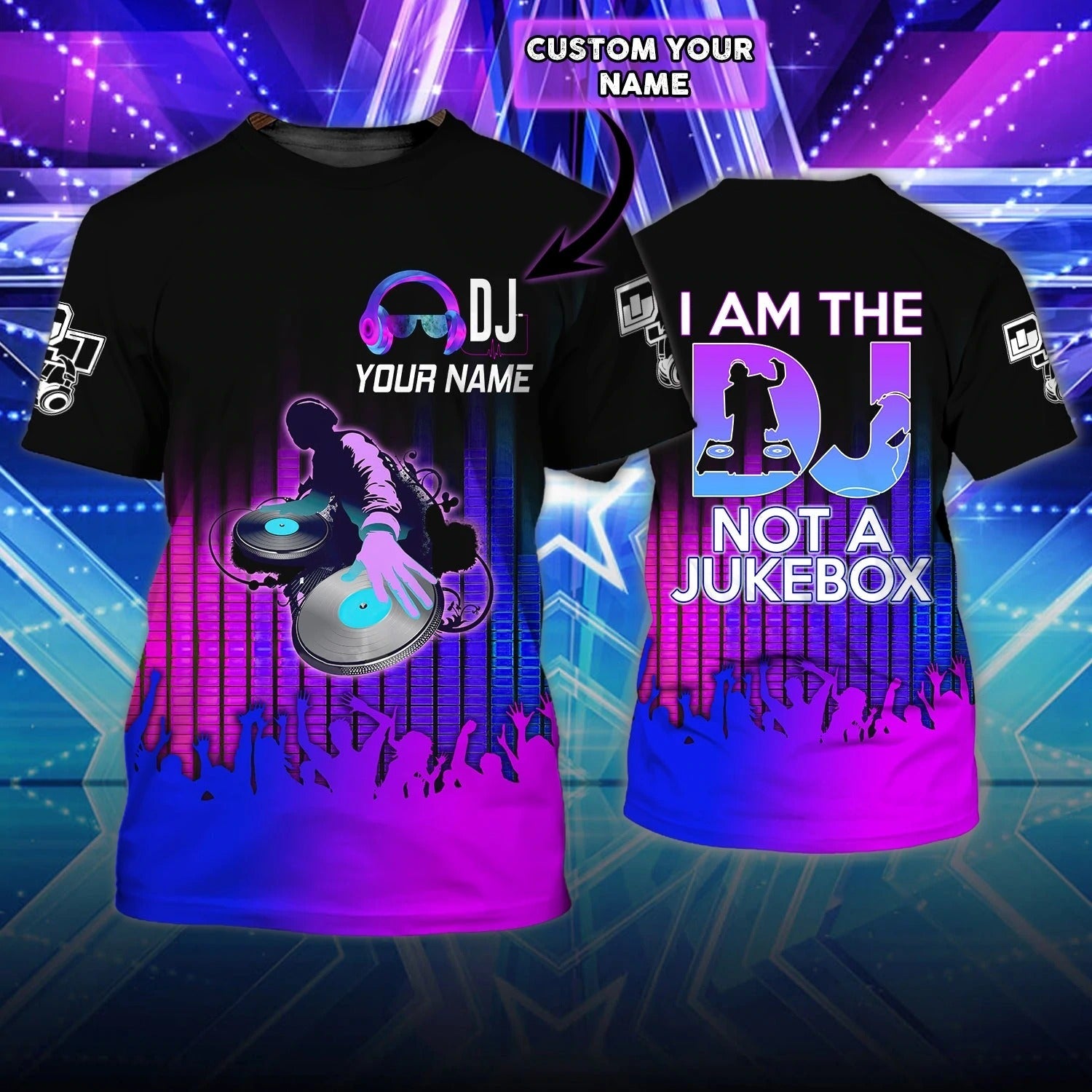 Personalized 3D Dj T Shirt/ I Am The Dj Not The Jukebox Shirts/ Gift To My Friend Dj/ Musican Disc Jockey Shirt