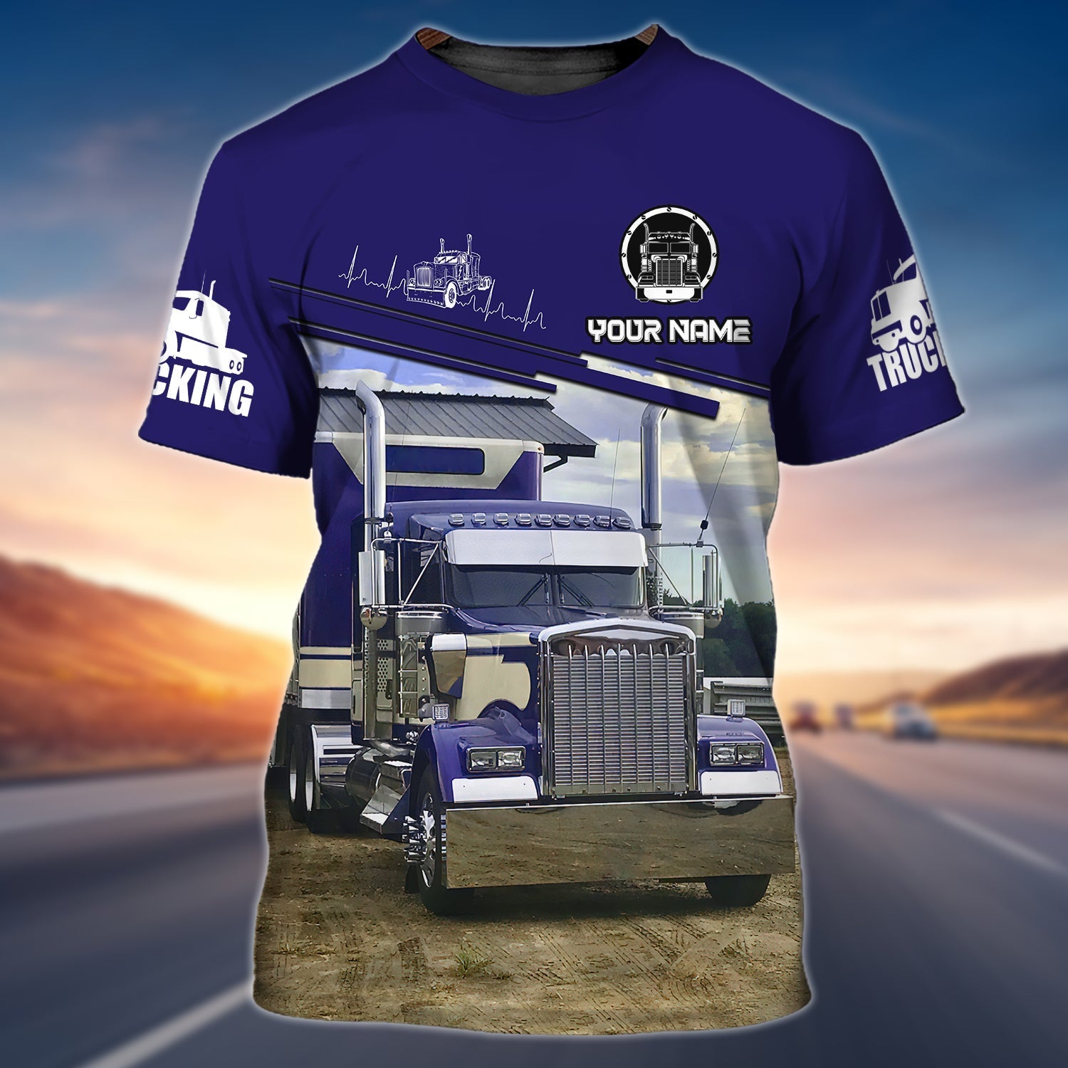 Customized 3D All over Print Truck On Shirt Blue Trucker Man T Shirt Trucker Uniform Coolspod