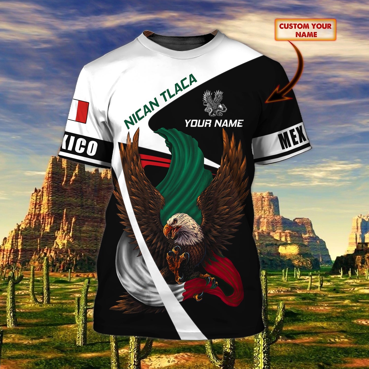 Mexico Shirt/ Nican Tlaca Personalized Name 3D Mexican T Shirt