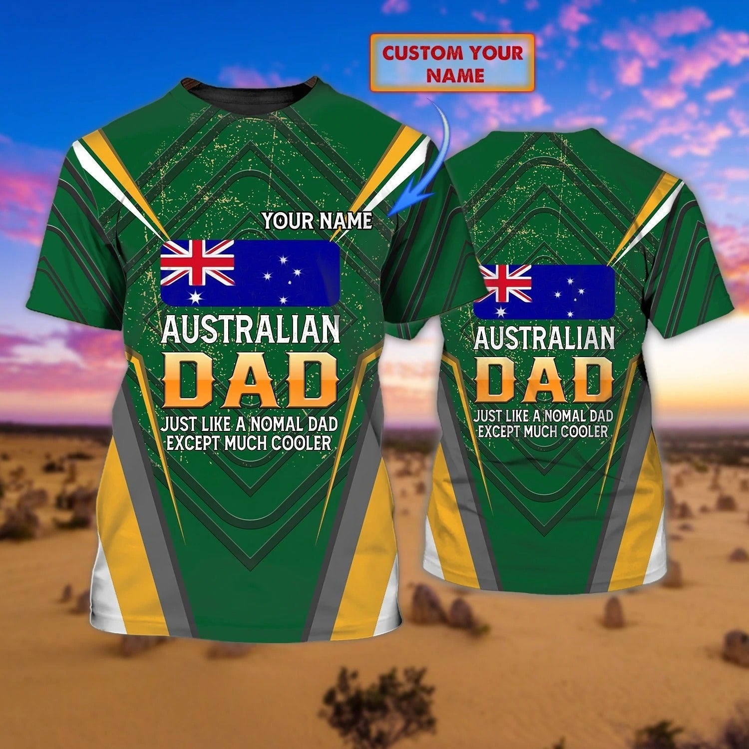 Personalized Name 3D Tshirt Australian Dad/ Australian Father Sublimation Shirts