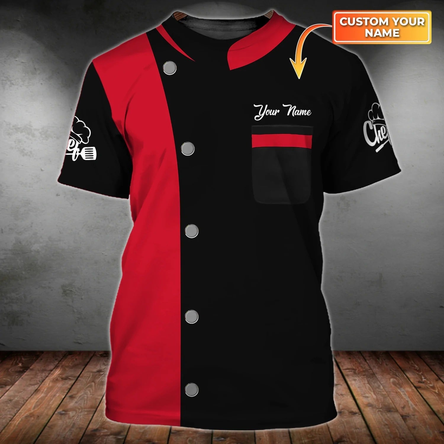 Custom Name Black And Red T Shirt For Master Chef/ Best Gift For A Chef/ Chef Shirt For Men Women