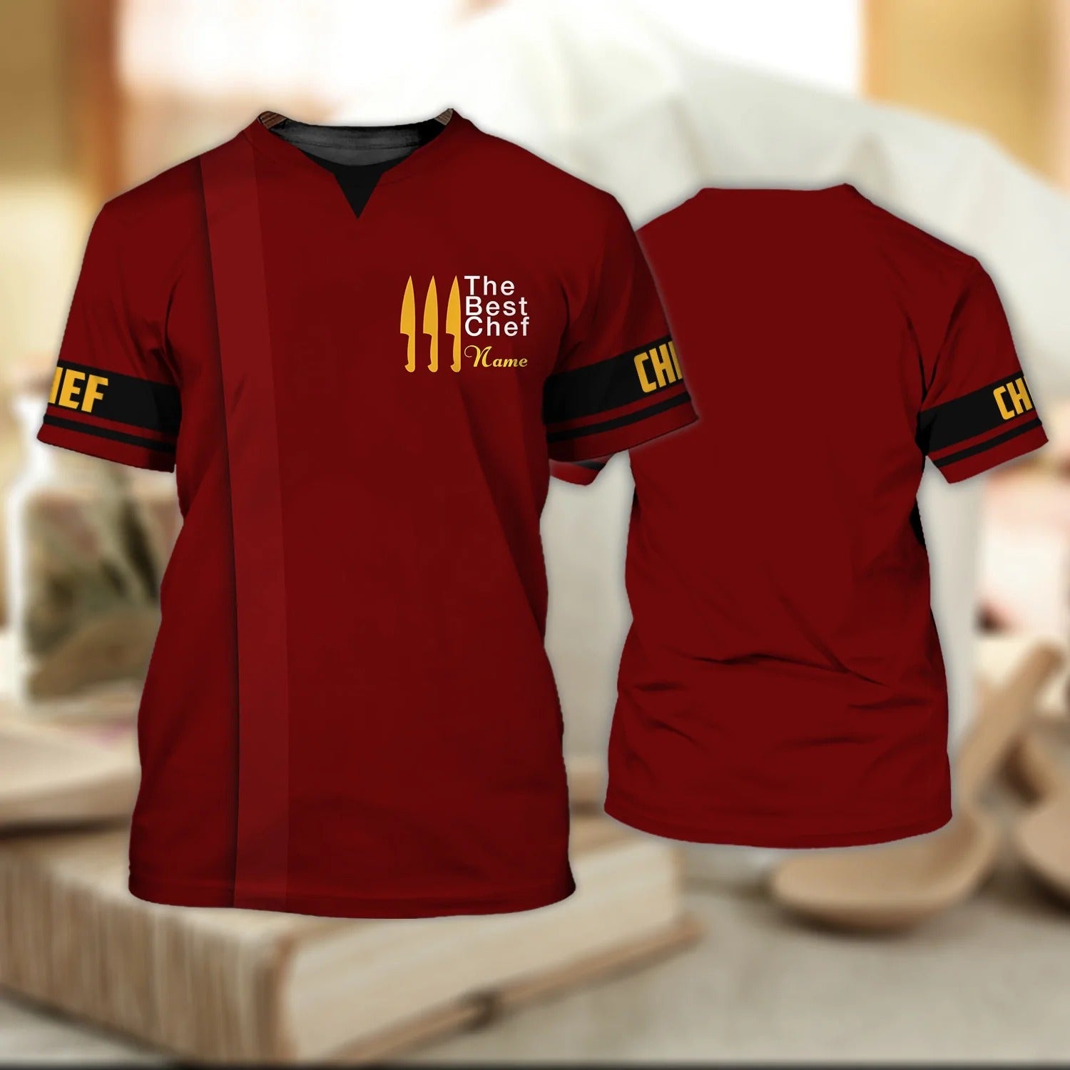 Custom Name 3D Full Printed Red Shirt For Chef/ The Best Chef T Shirt/ Chef Shirts