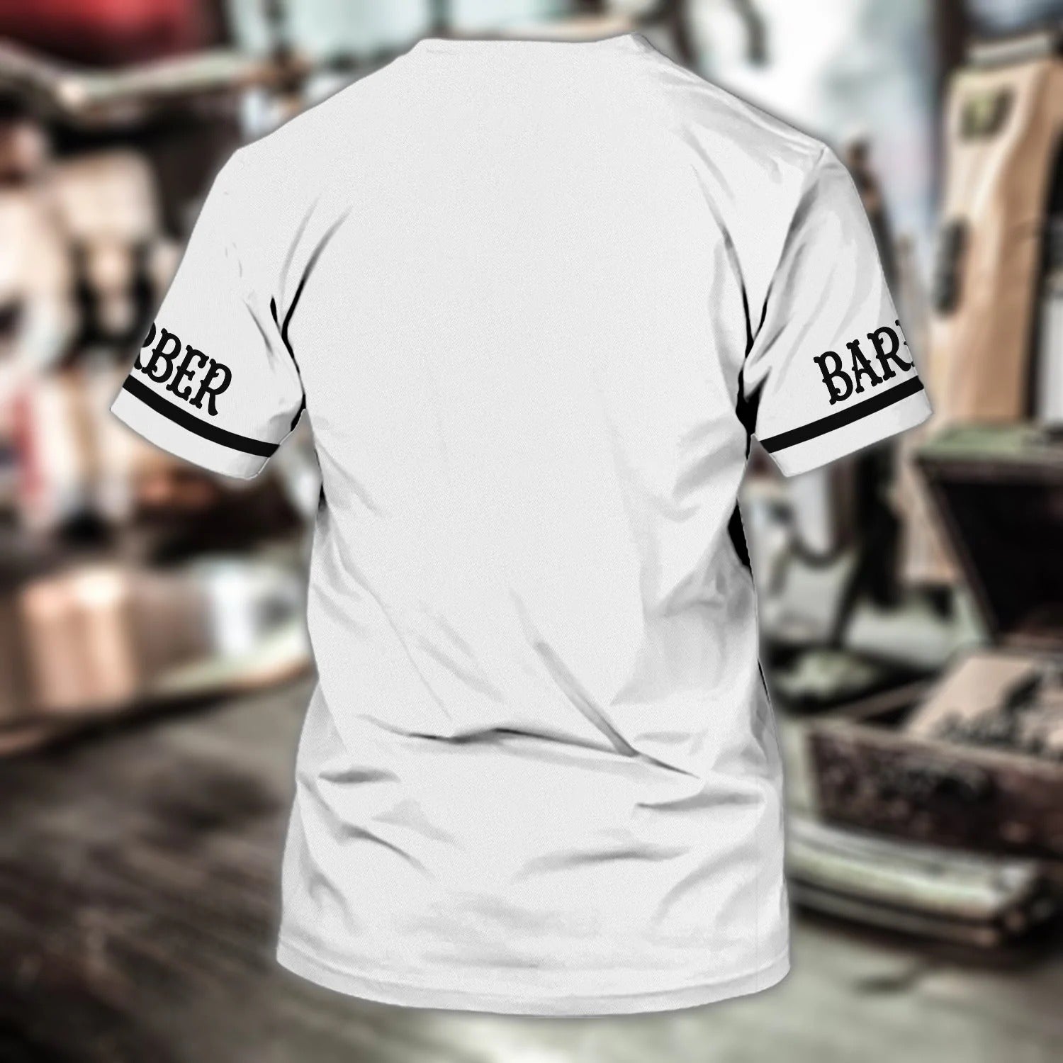 Custom With Name 3D White Barber T Shirt/ White Uniform Barber Shop/ Barber Men Gift