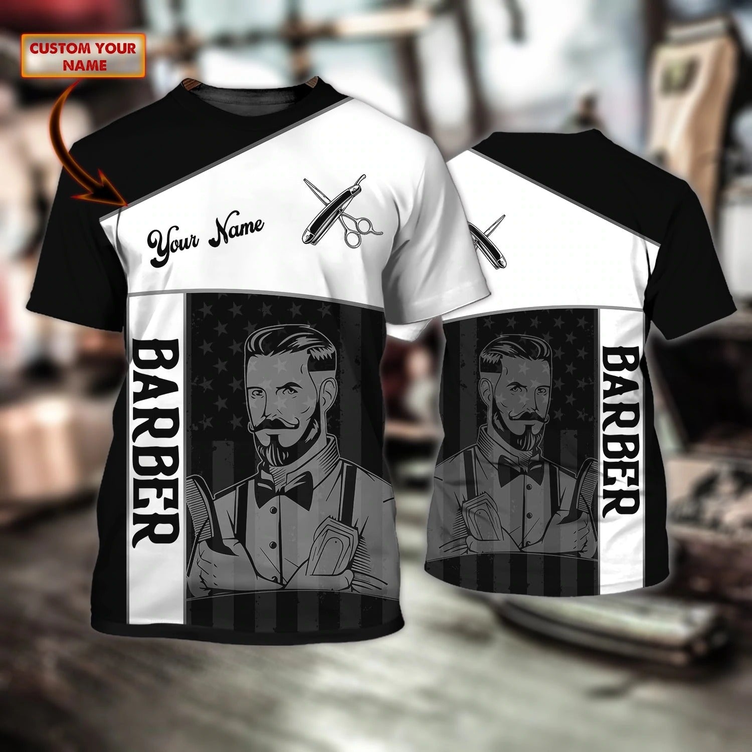 Custom With Name 3D Full Printed Barber Tshirt/ Gift For Young Barber Man/ Gift For A Professional Barber