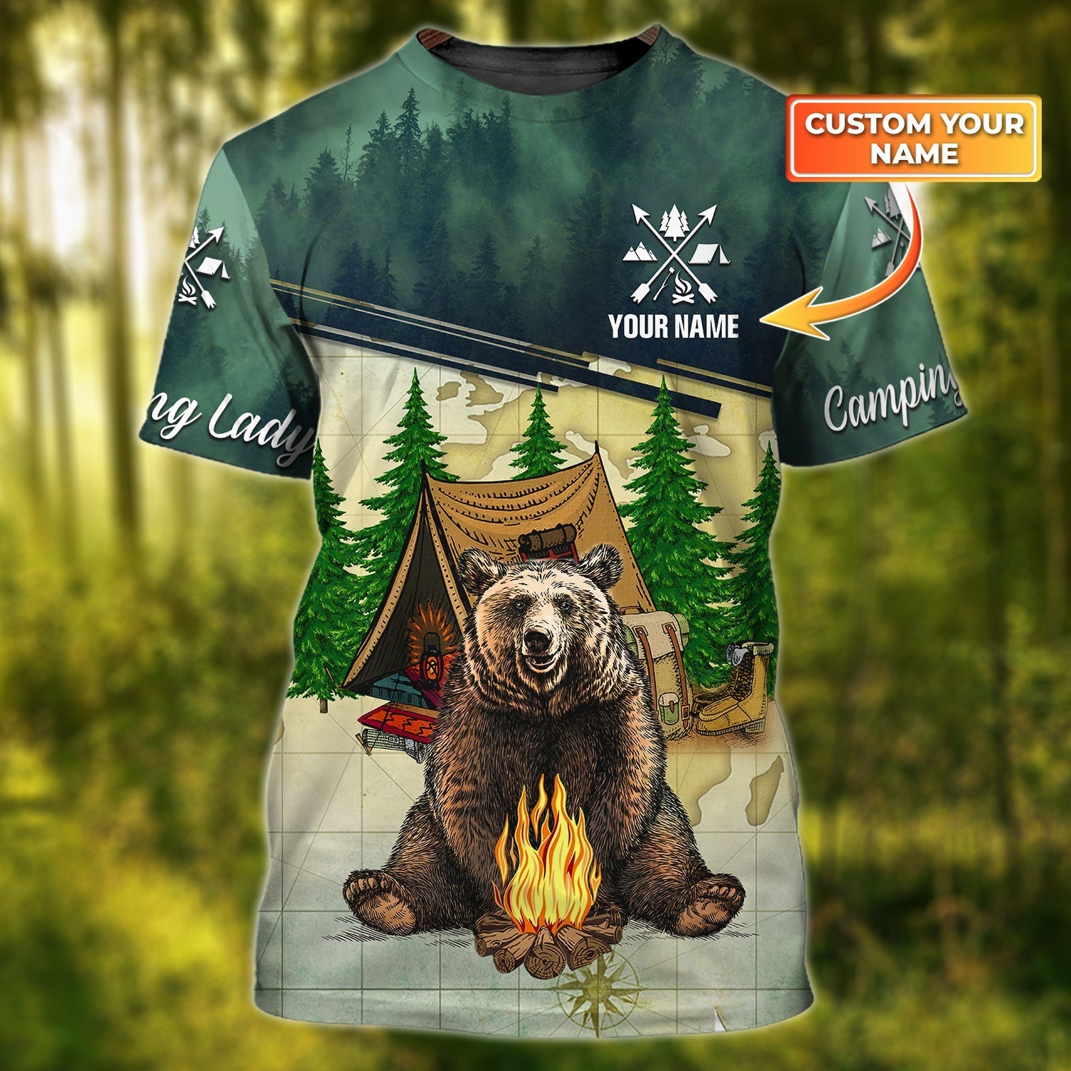Personalized Bear Camping T Shirt/ Funny Camping Shirt For Men And Women/ Unisex Camping Shirt 3D