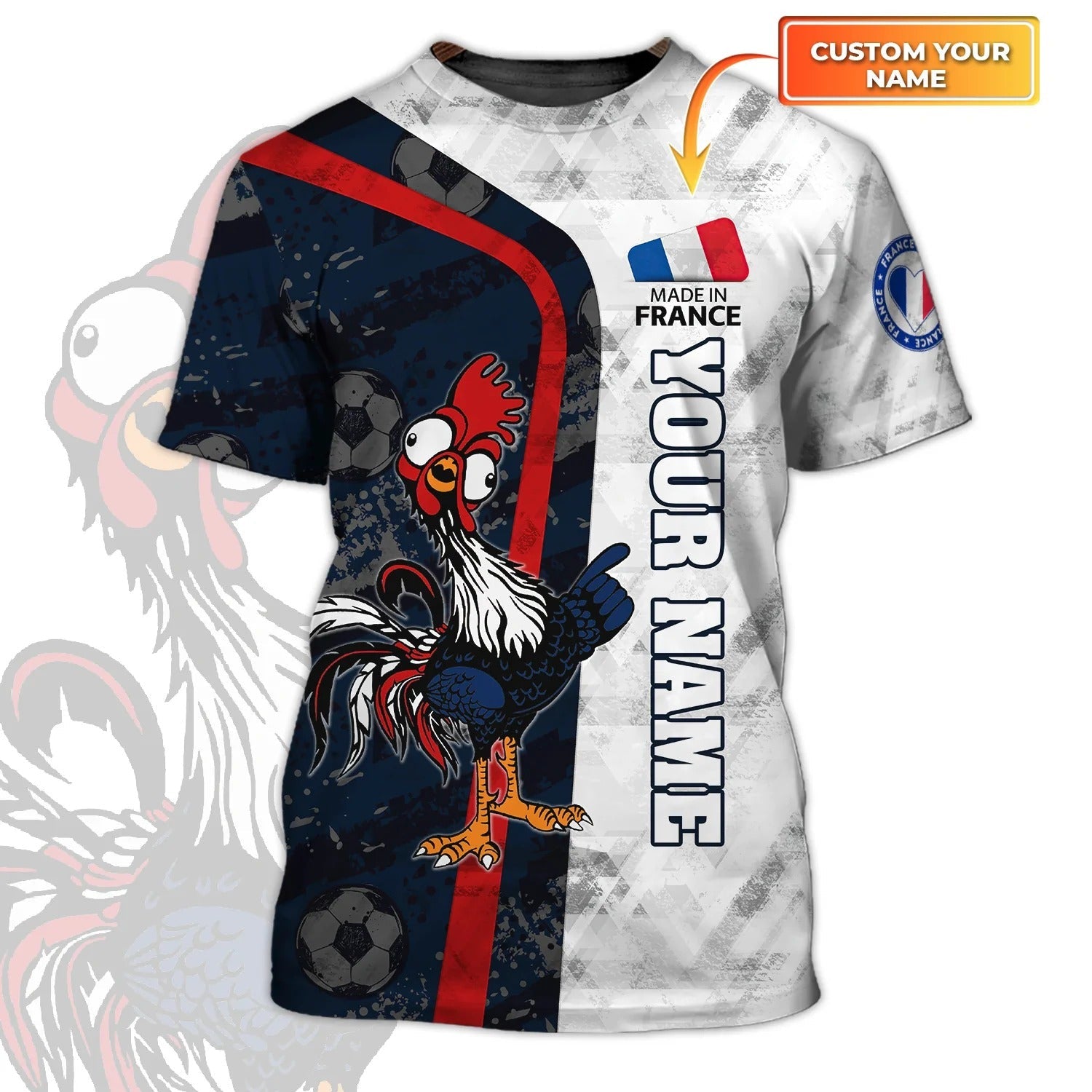 Rooster France Football T Shirt For Men Women/ Support France Football Team Shirt/ France Fan Gift