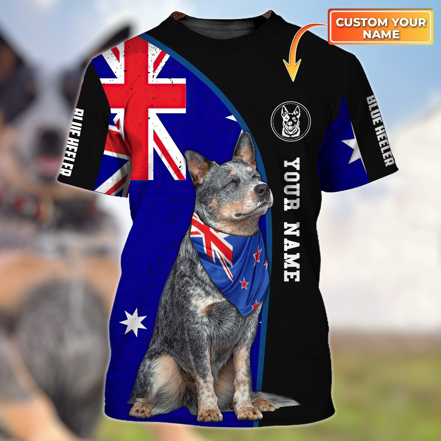 Personalized Name 3D Tshirt Strong Heeler Australian Flag Pattern
