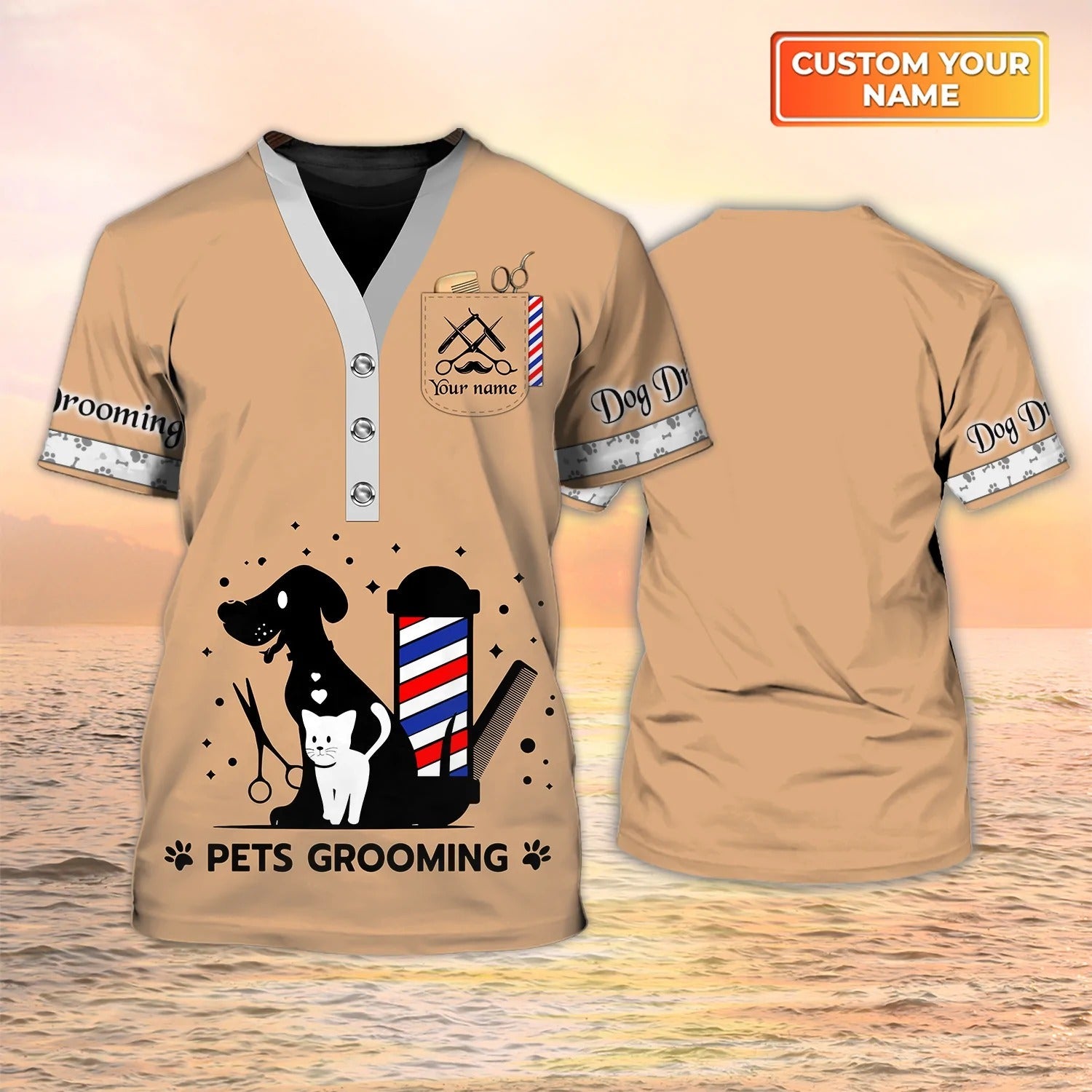 Custom Pet Grooming Shirt/ Cat Groomer 3D Print Shirt Men Women/ Pet Groomer Uniform