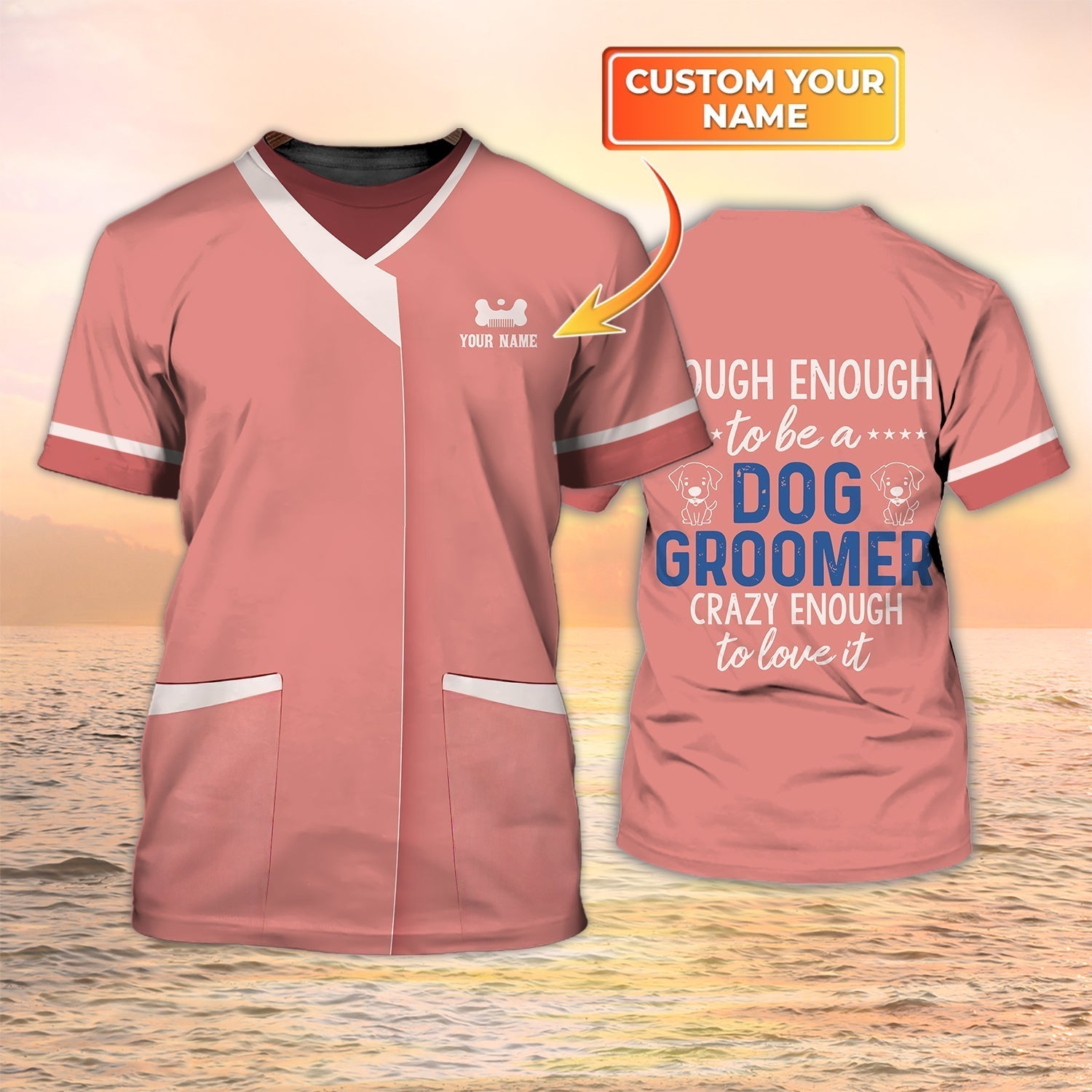 Custom 3D Shirt For A Dog Groomer Grooming Salon Uniform