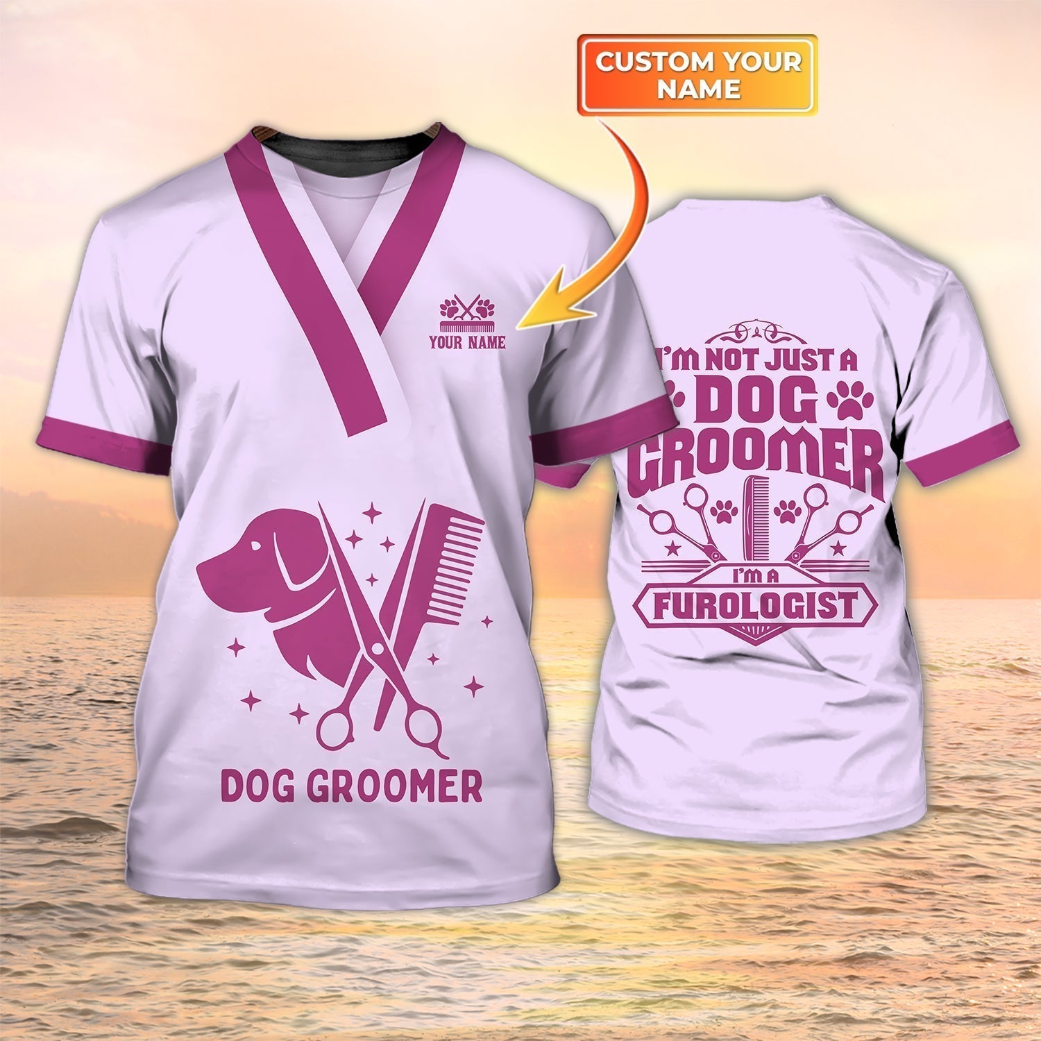 Personalized Name Dog Groomer Shirt I Am A Furologist Pet Grooming Shirts