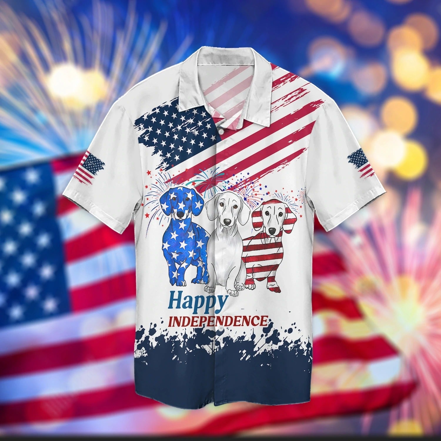 Happy Independence''s Day Dog Hawaiian Shirt For Men And Women/ Dog In Us Flag Hawaii Shirt For Dog Lovers