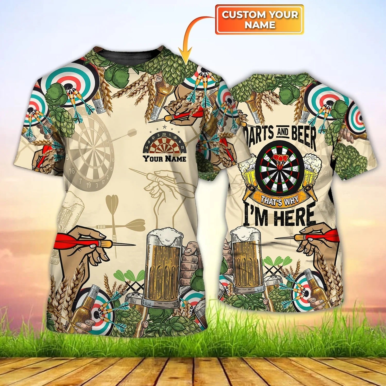 Personalized Dart And Beer T Shirt Dart Team Player Uniform Dart Shirts