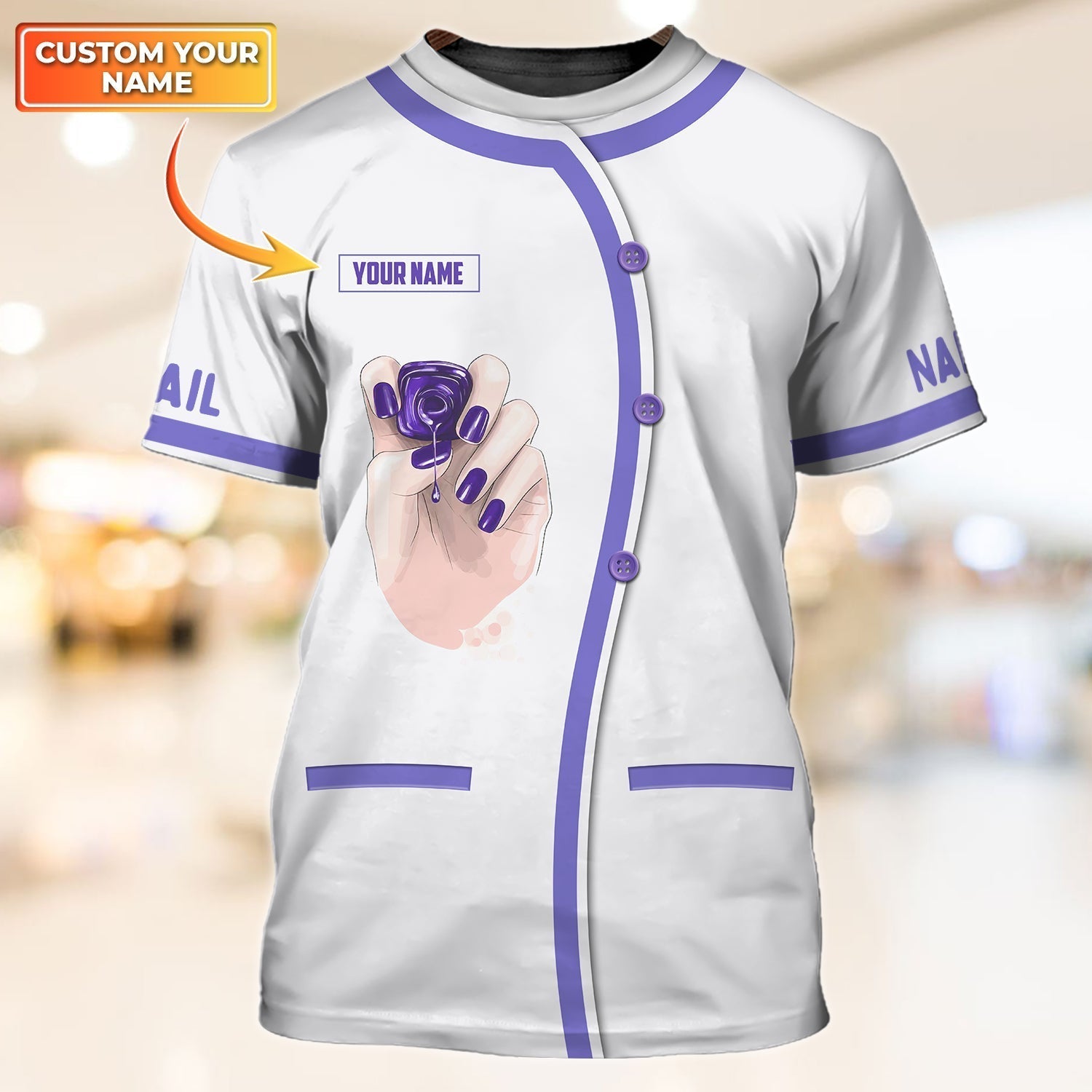 Nail Technician 3D Custom Tshirt For Women Men/ Purple And White Nail Shirts