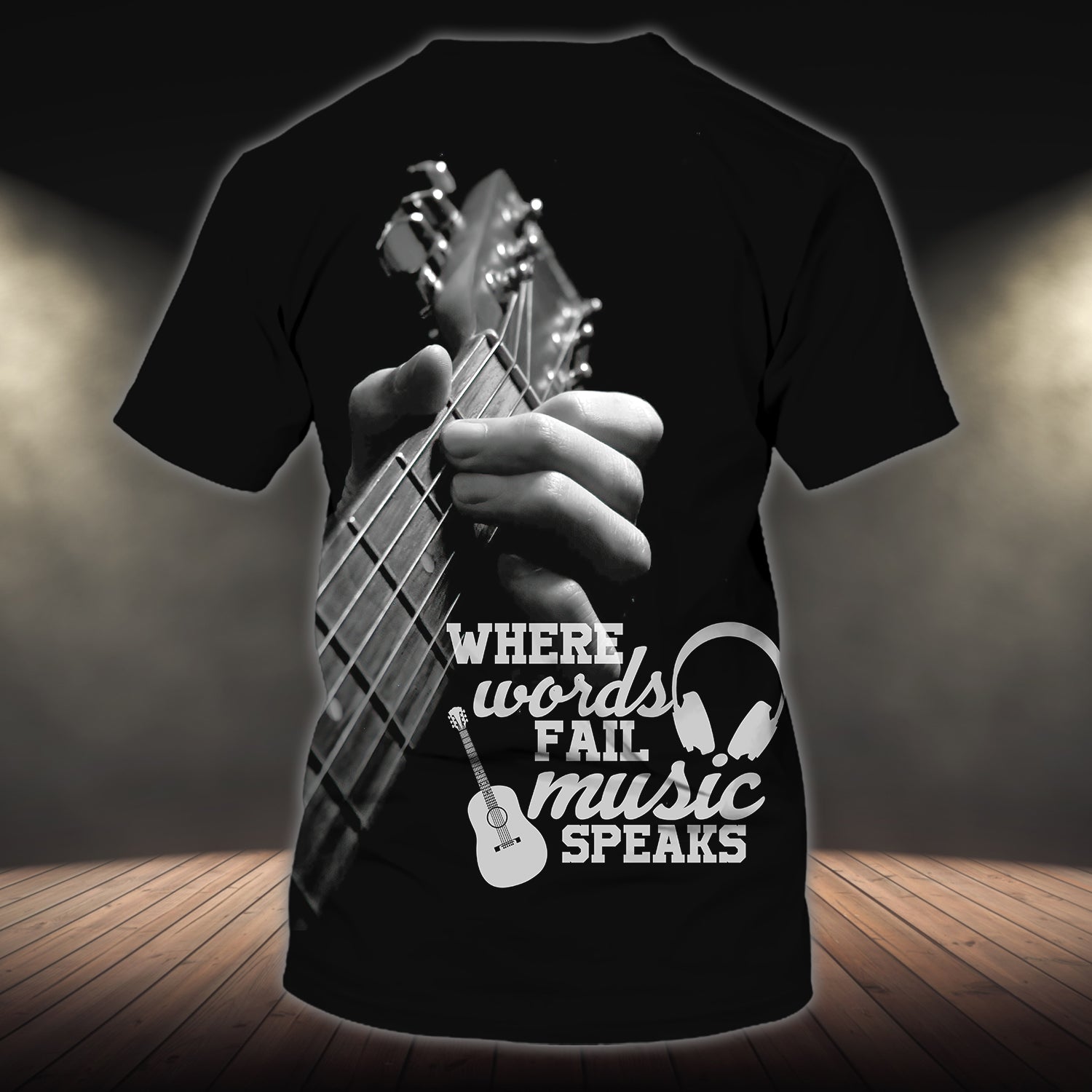 Custom 3D Tee Shirt For Musican/ Where Words Fail Music Speak/ Music T Shirts