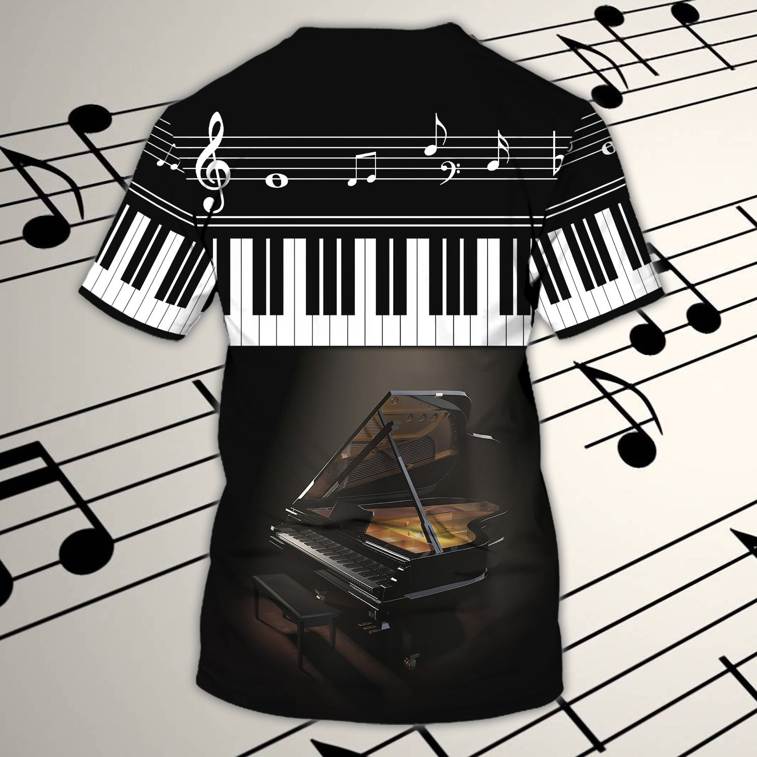 Personalized 3D All Over Print Piano Shirt With Black Piano Background/ Gift For Piano Lovers