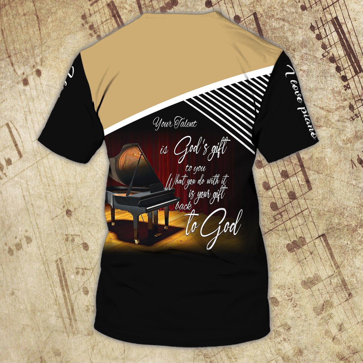 Customized 3D All Over Print Piano T Shirt For Him Her/ Love Piano Shirts/ Sumlimation Piano On Tshirt