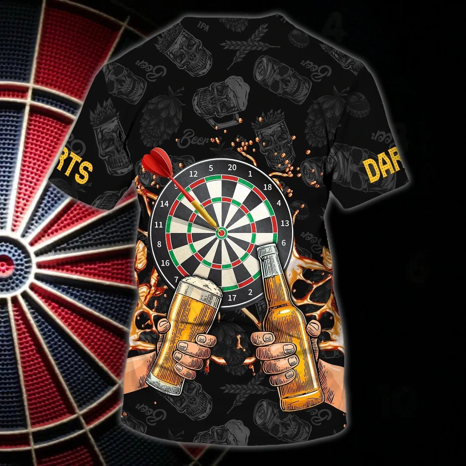 Custom With Name Dart And Beer 3D Full Printed Shirt For Best Dart Player/ Dart Lover/ Present Birthday Gift To Dart Player