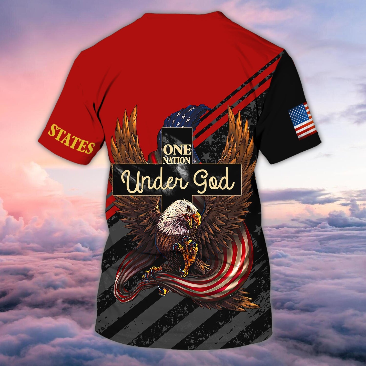 Personalized 4Th Of July 3D Full Print Shirt/ Patriotic American Eagle Tee 3D Shirts/ One Nation Under God Shirts