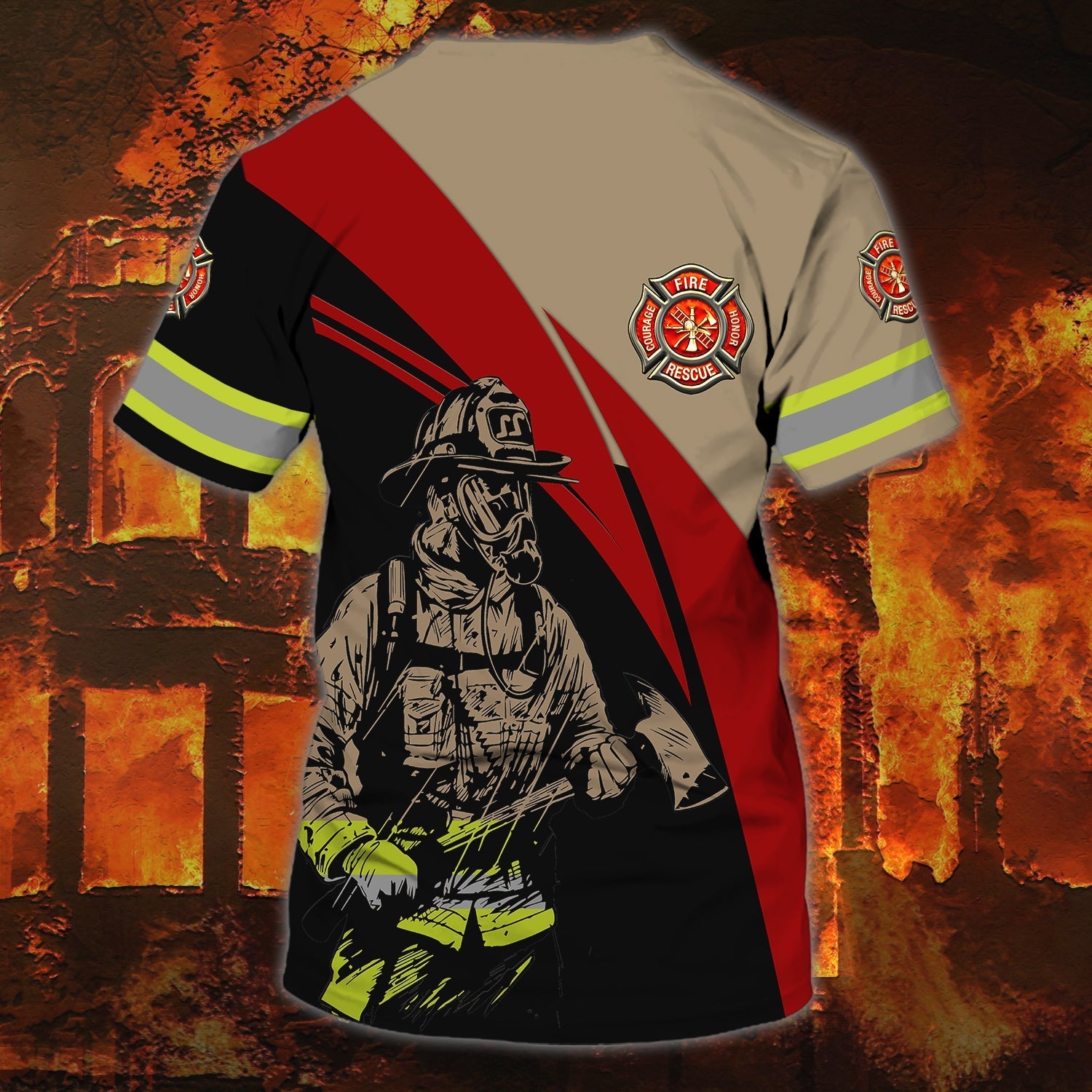 Customized Name 3D Fire Man Shirt/ Firefighter Job Tshirt/ Gift For Firefighter Friend/ Dad Firefighter Gifts