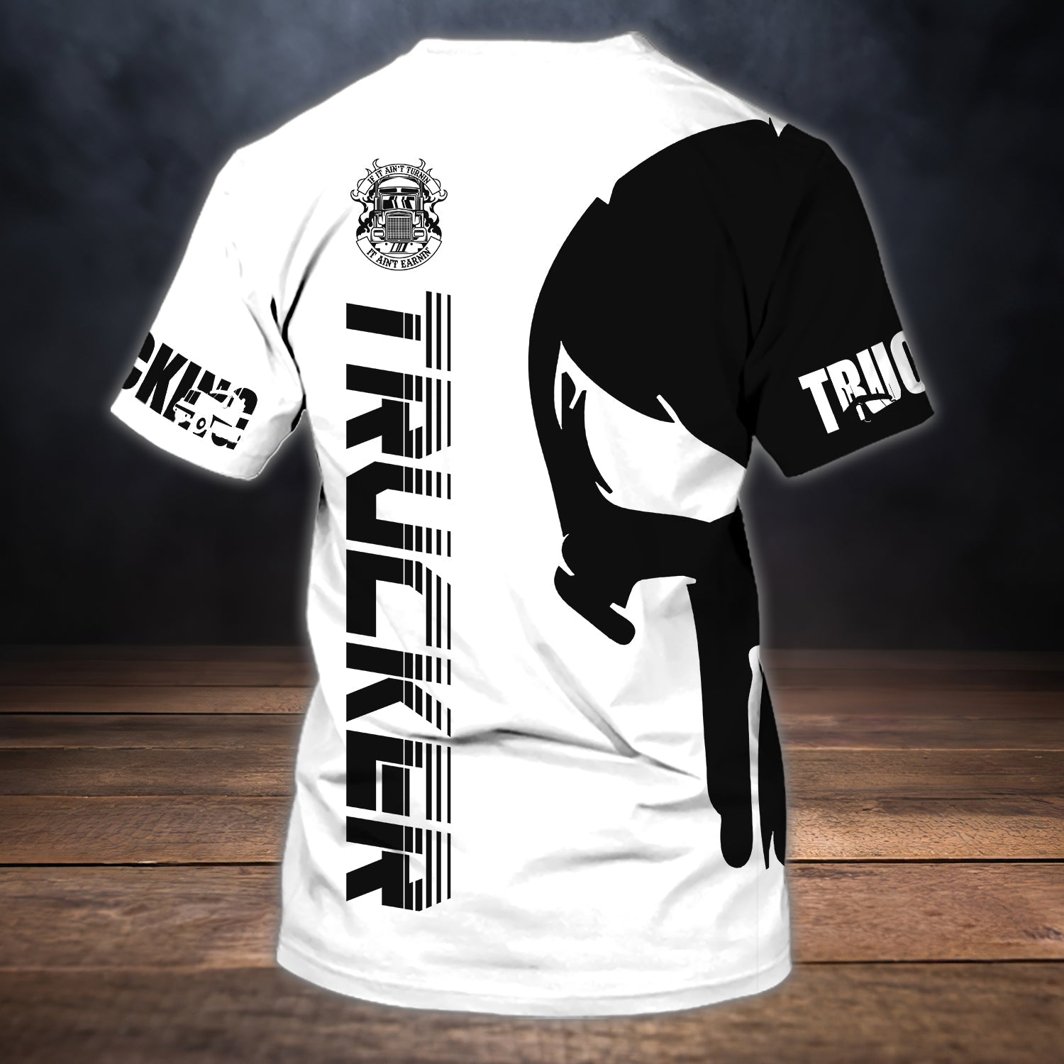 Custom Black And White Skull Trucker T Shirt Trucking Driver Love Shirts