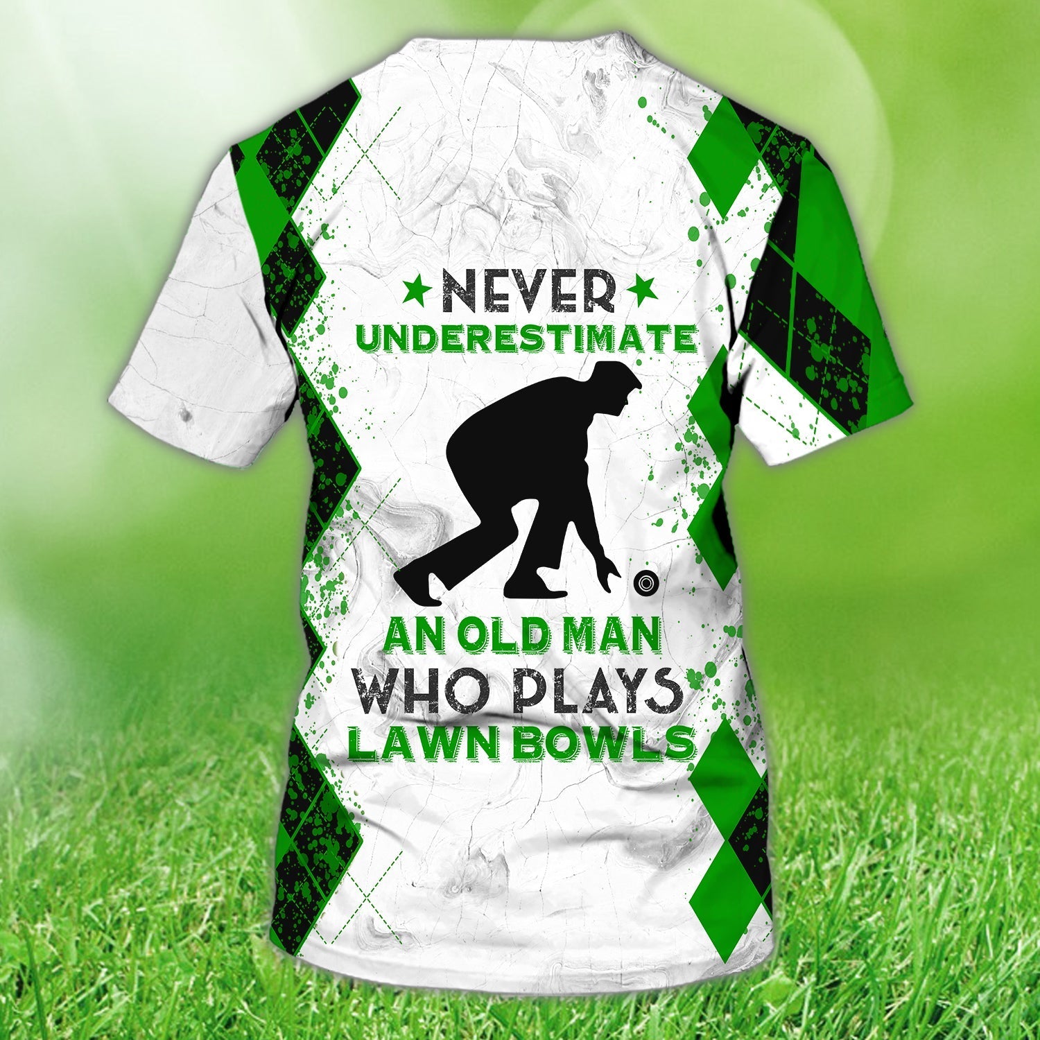 Custom Old Man Plays Lawn Bowls Green T Shirt Funny Lawnbowl Shirts