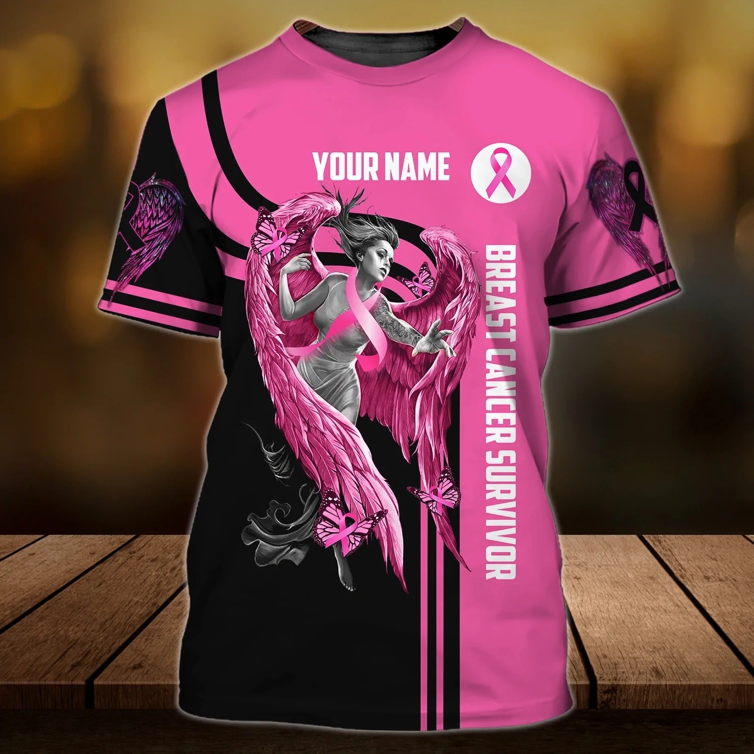 Custom 3D All Over Print Breast Cancer T Shirt For Her/ Breast Cancer Survivor Gifts