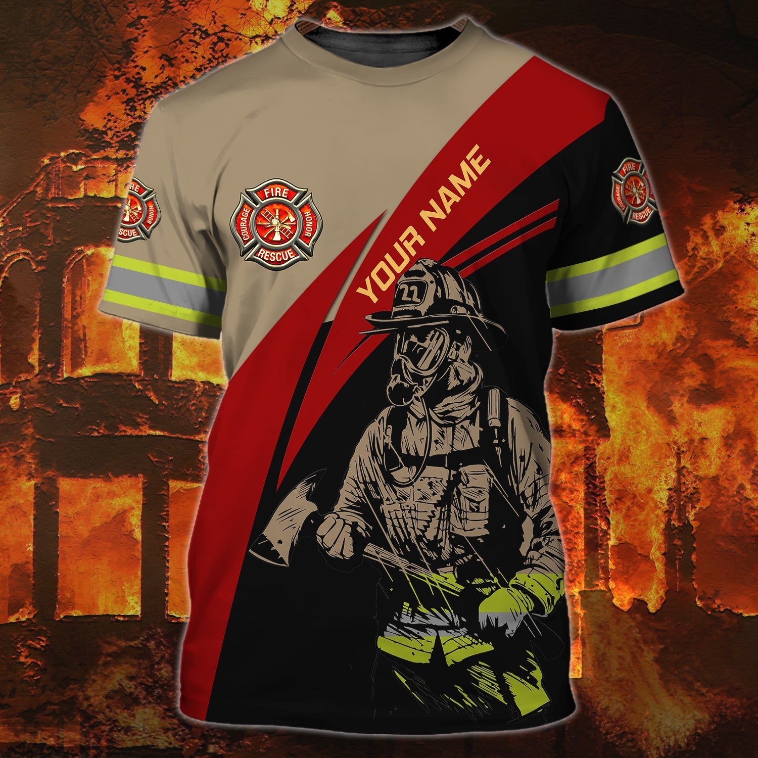 Customized Name 3D Fire Man Shirt/ Firefighter Job Tshirt/ Gift For Firefighter Friend/ Dad Firefighter Gifts