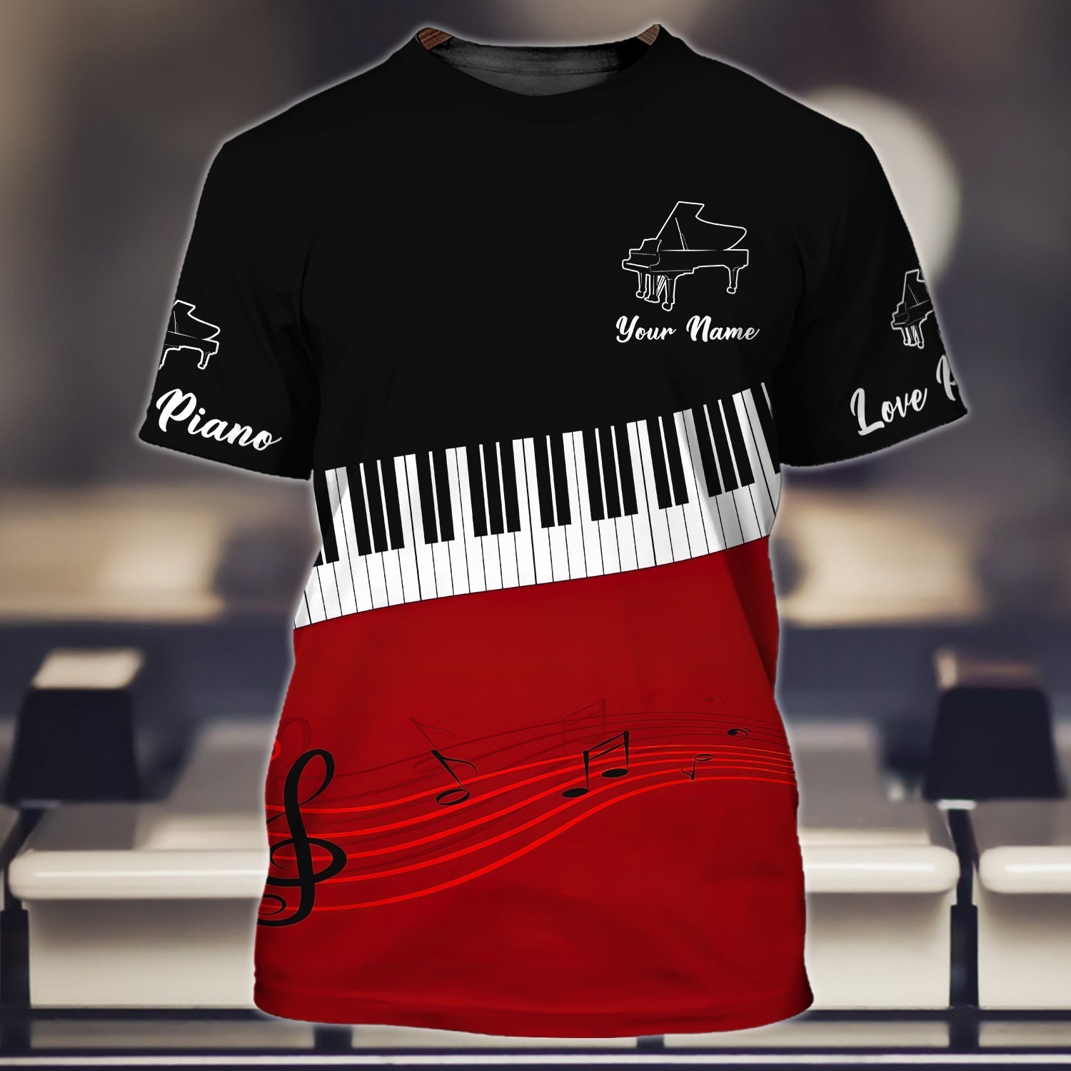 Customized Cool Piano Tshirt For Men And Women/ 3D Shirt For My Pianist Husband/ Piano Shirt For Him Her