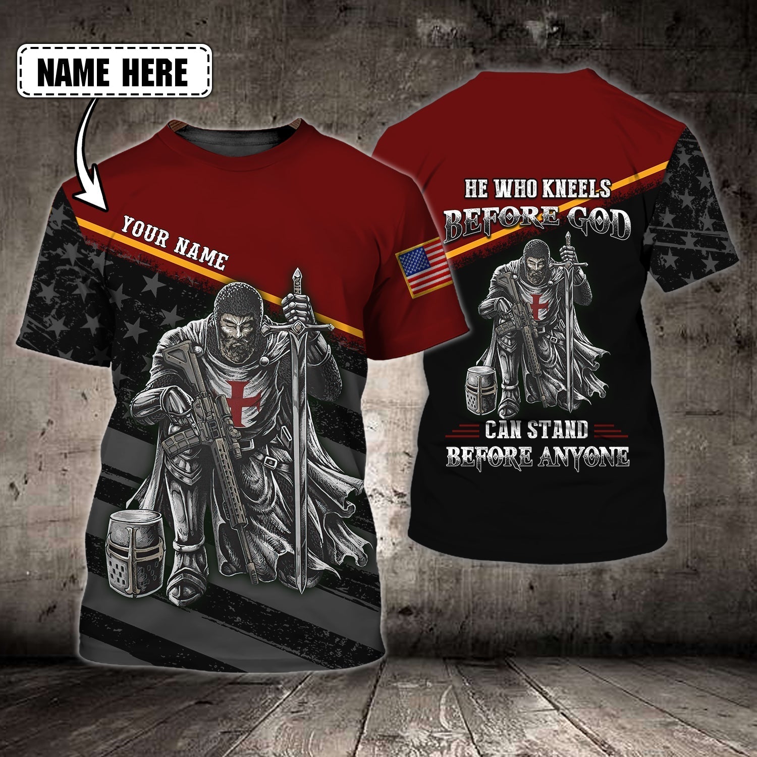 Custom Knight Templar T Shirt Kneels Before God T Shirt Gift For Christian T Shirt