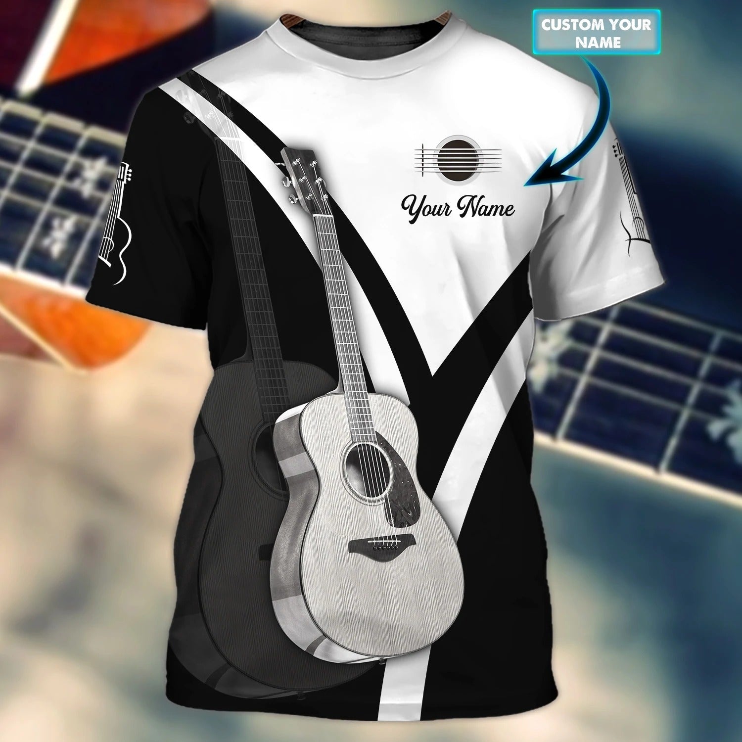 Custom 3D Full Printed Guitar Tshirt/ 3D Shirt For Guitar Men/ Gift To Guitarist Friends/ Guitar Shirt