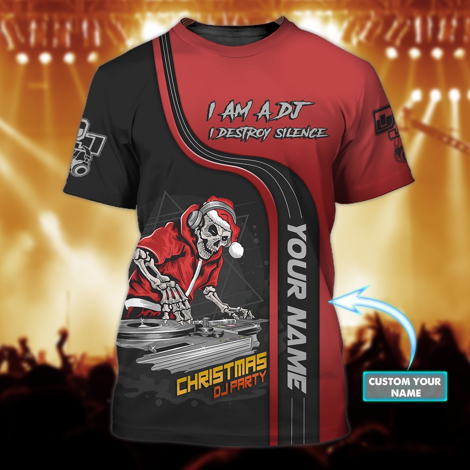 Custom Name 3D Dj Shirt For Christmas/ Xmas Dj Shirt