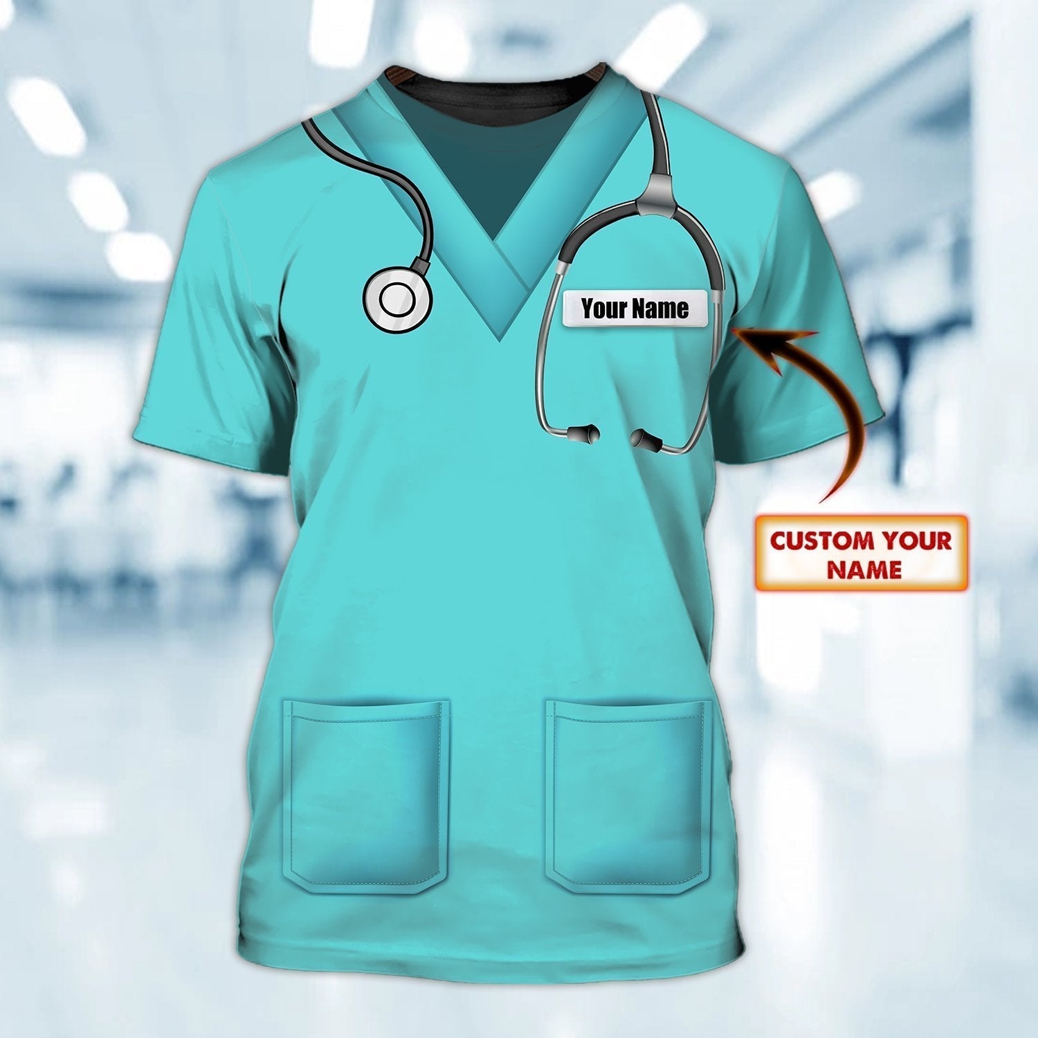 Custom Name 3D T Shirt For Nurse Green 3D All Over Printed Nurse Shirse