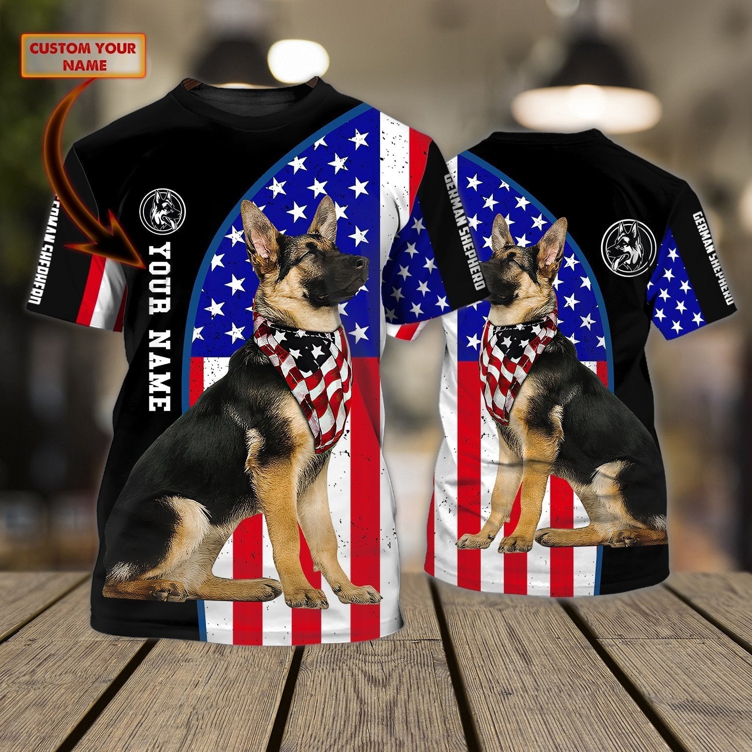 Personalized Name 3D T Shirt German Shepherd/ Cute Dog on Shirt For Him Her