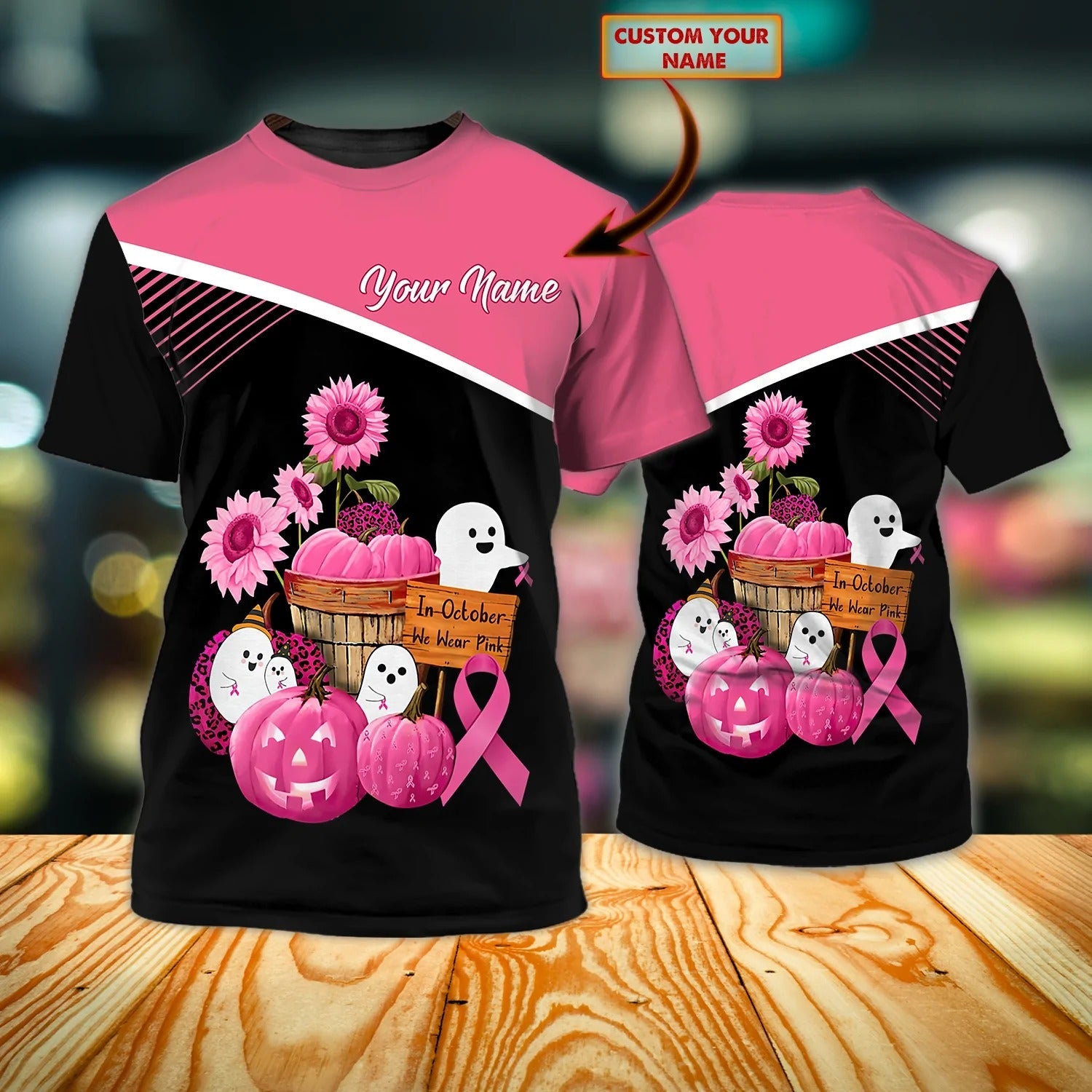 3D Custom Breast Cancer Survivor Shirt/ In October We Wear Pink Tshirt Men Women/ Cancer Awareness Gifts