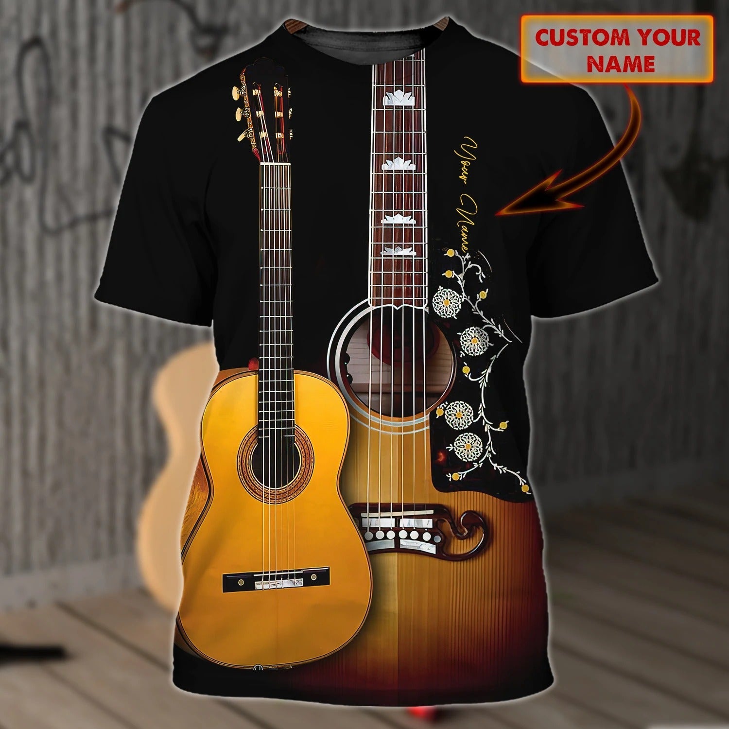Customized With Name Guitar 3D Full Printed Shirts For Men And Woman/ Guitarist Sublimation Shirts