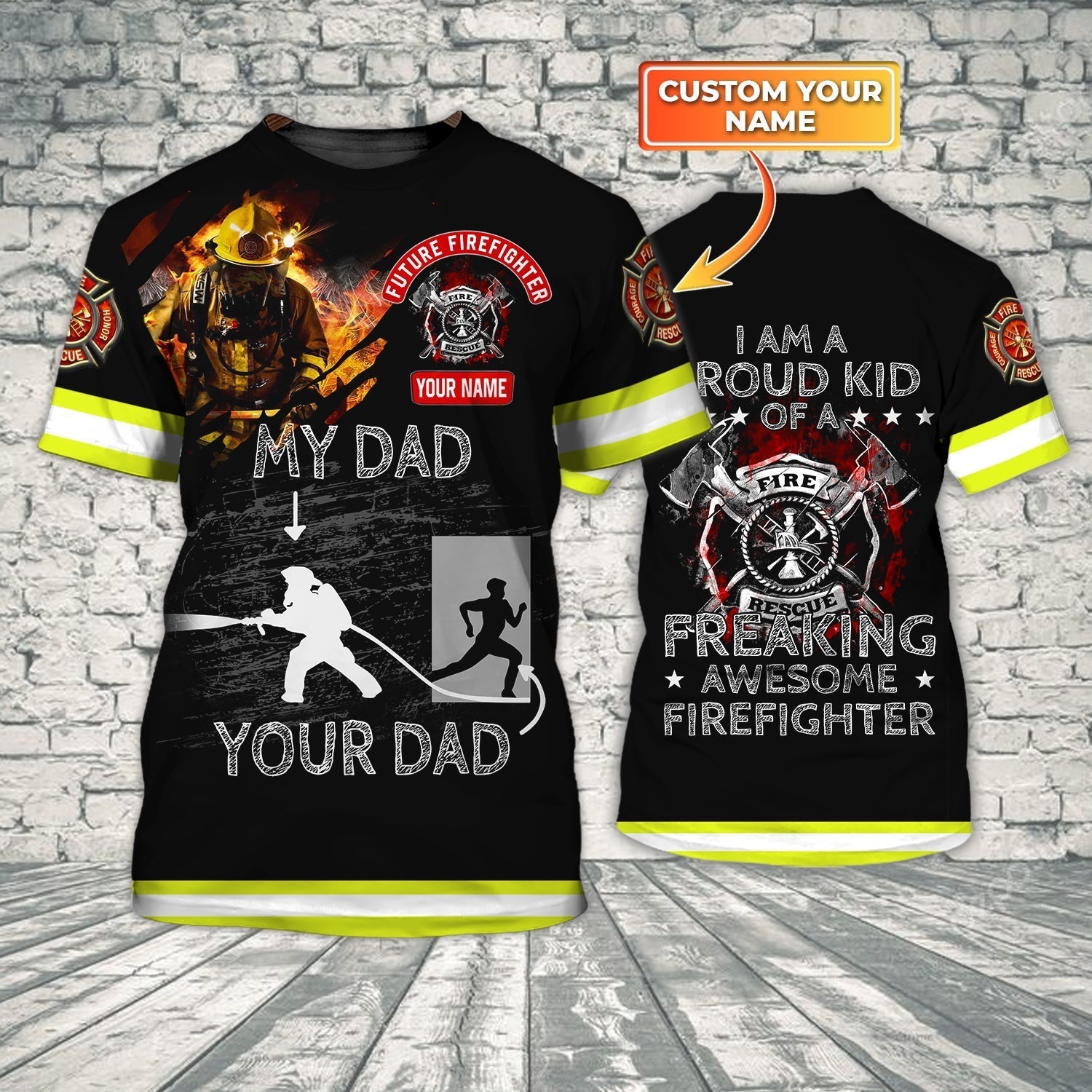 Custom Name 3D Full Printed Fire Man Dad Shirt/ Father Day Gifts To Firefighter/ Firefighter Dad Gifts