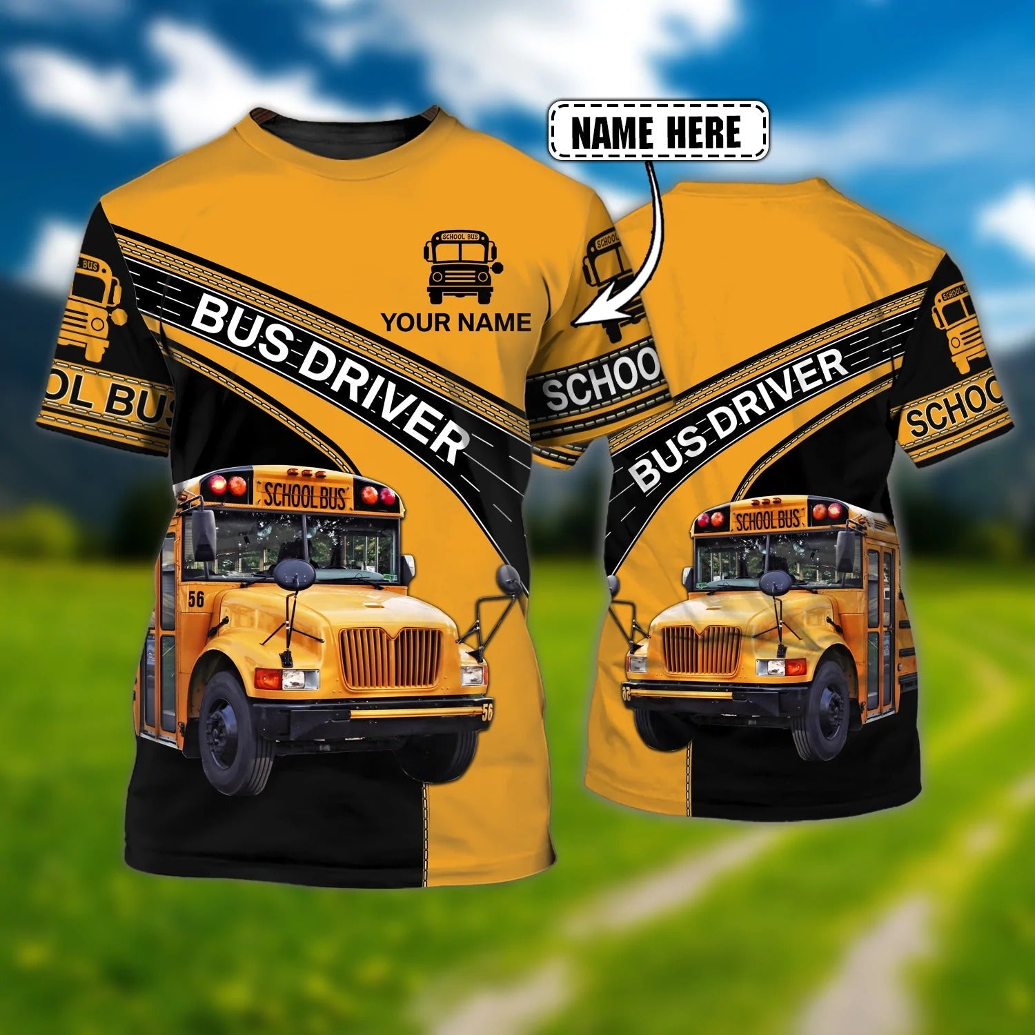 Customized Name School Bus Driver 3D T Shirt/ Unisex Driver Shirt/ School Bus Gifts
