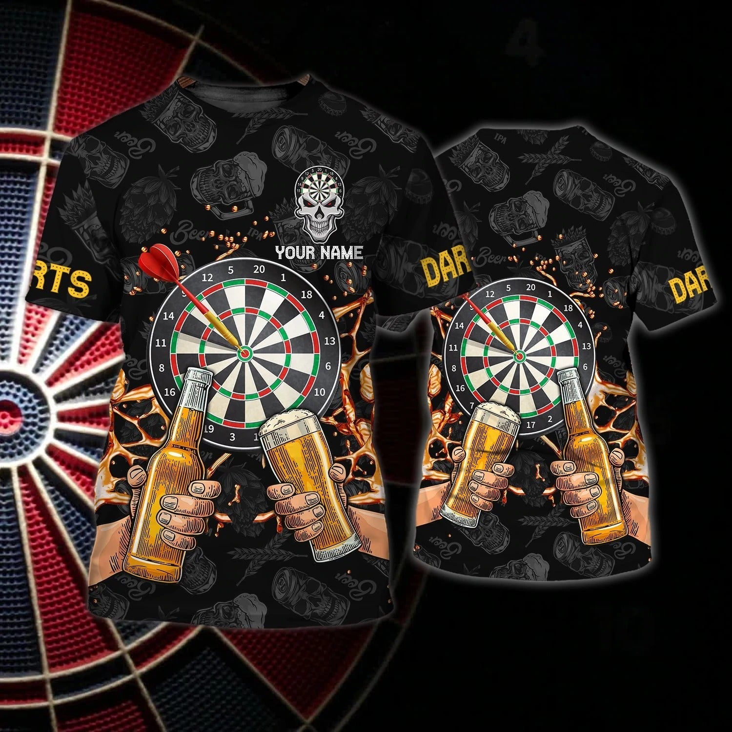 Personalized 3D Full Print Dart And Beer Shirt For Men And Women/ Drinking Beer Dart Shirt/ Dart Gift