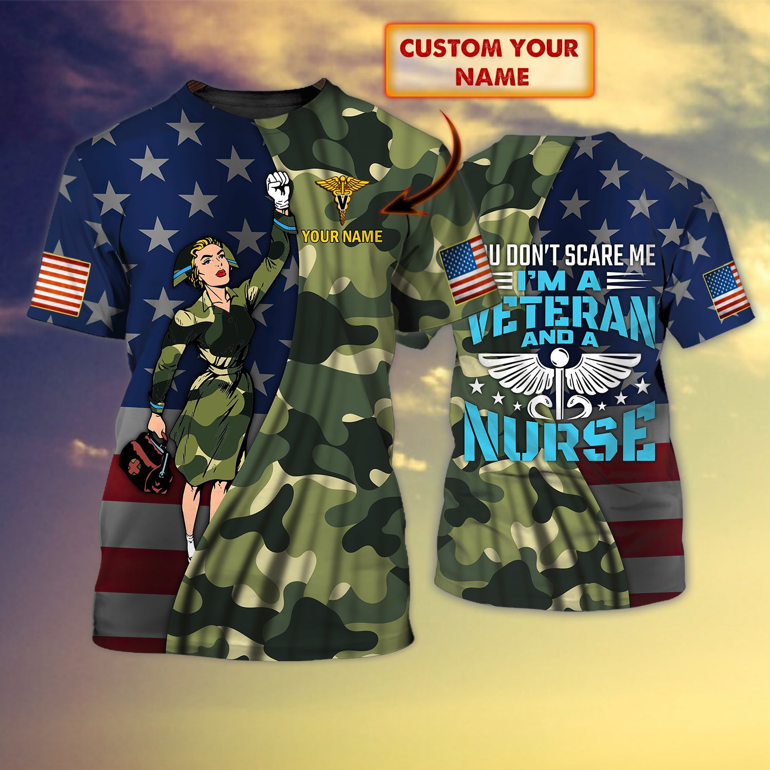I''m A Veteran And A Nurse - Personalized Name 3D All Over Print T Shirt