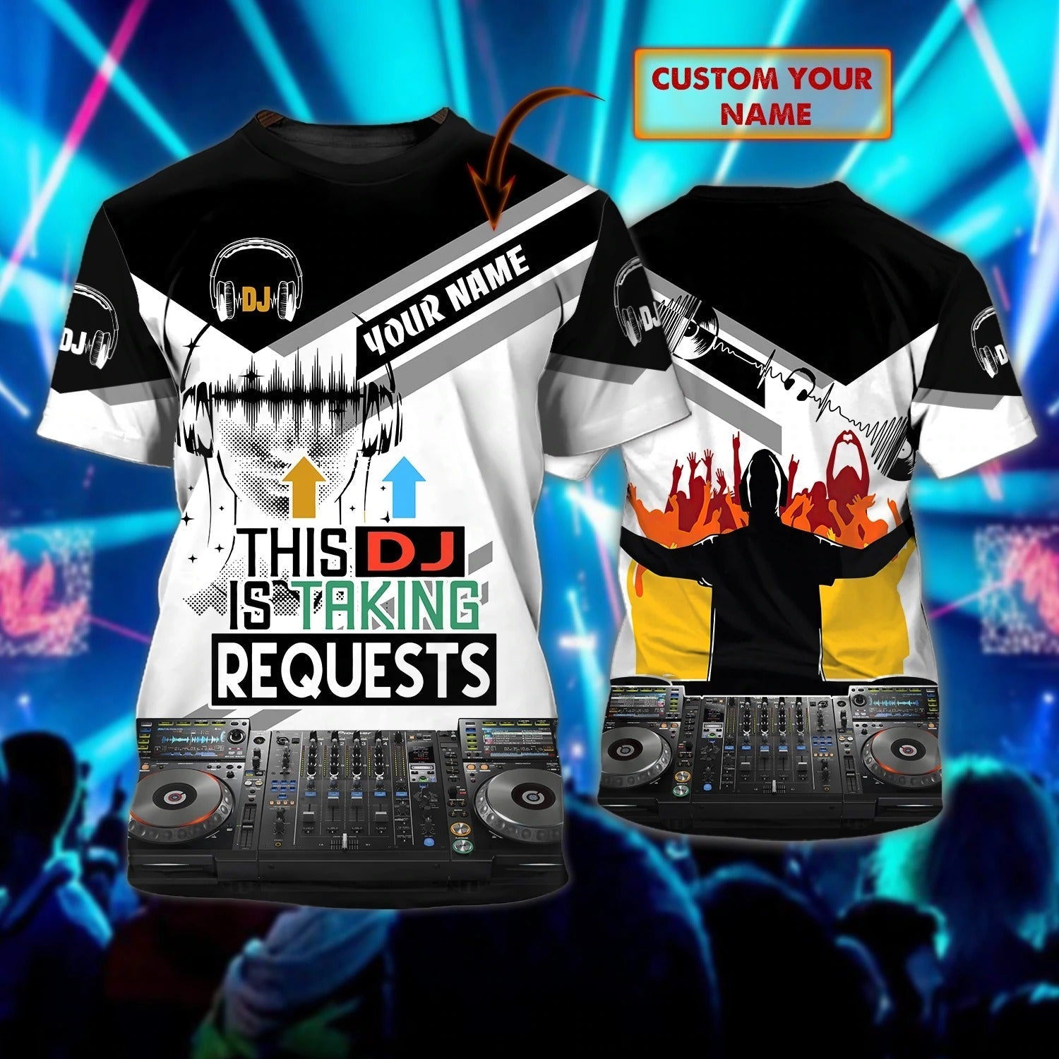 Personalized Funny Dj Shirt 3D/ Playing Dj In Universe/ Headphone And Dj T Shirt Party/ Gift To Musican And Dj