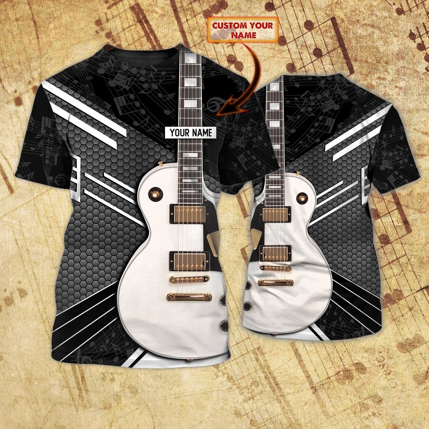 Custom Tee 3D Guitar Shirt For Man And Woman/ Guitar Lovers Gifts/ Guitar 3D Shirt