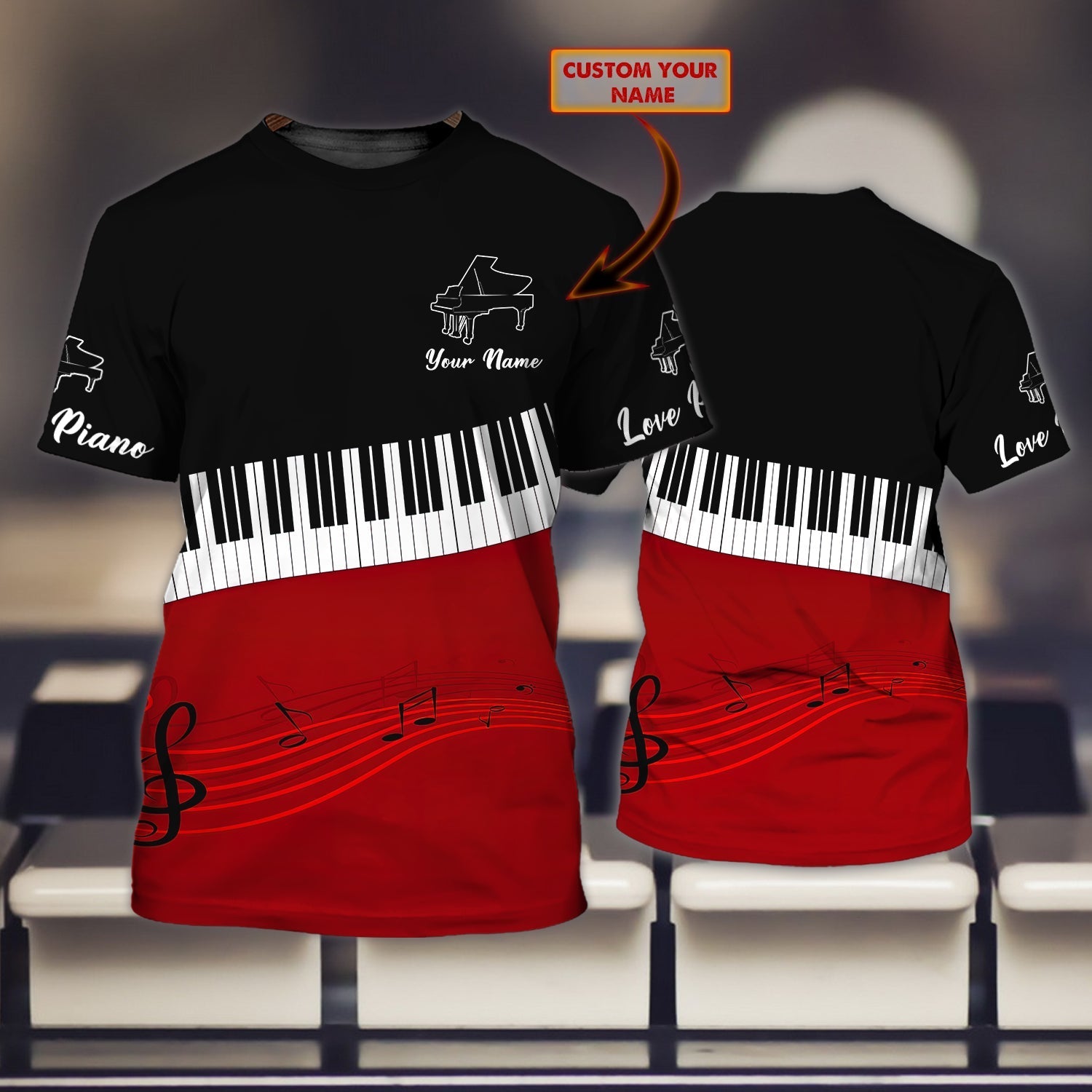 Customized Cool Piano Tshirt For Men And Women/ 3D Shirt For My Pianist Husband/ Piano Shirt For Him Her
