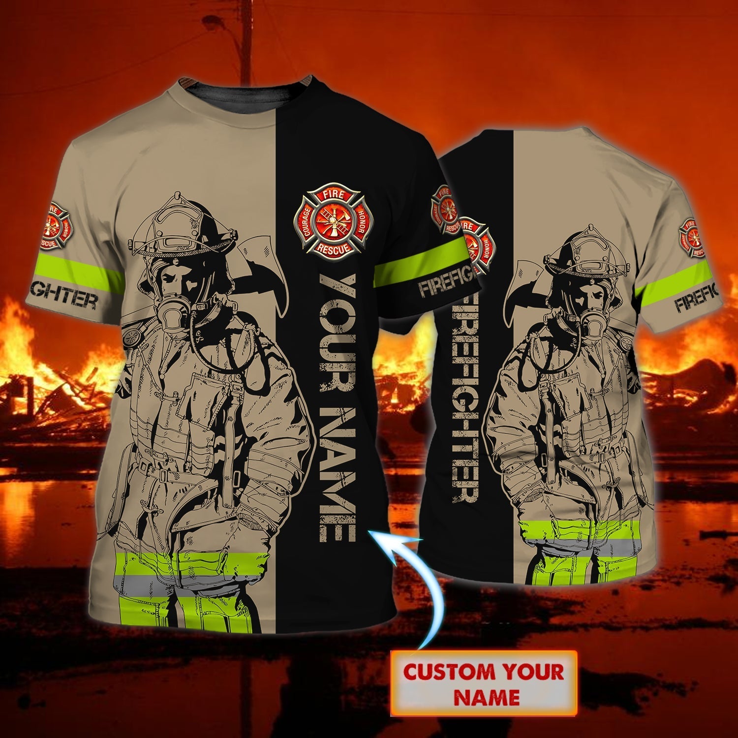 Custom Name Firefighter 3D Shirt/ Father Day Gift For Fire Man/ American Proud Firefighter Gifts
