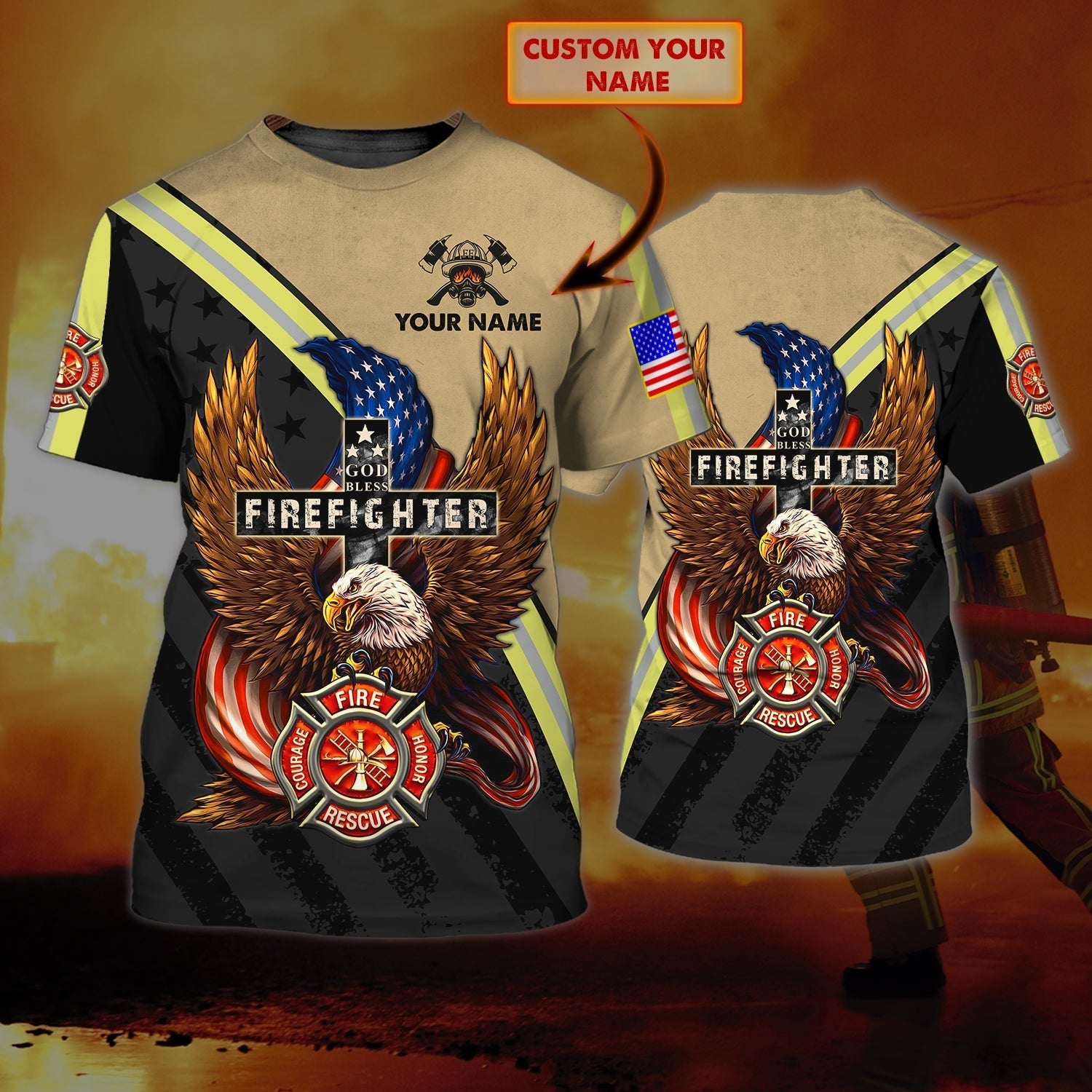 Custom God Bless Firefighter T Shirt Gift For Memorial Day 11 September Shirts