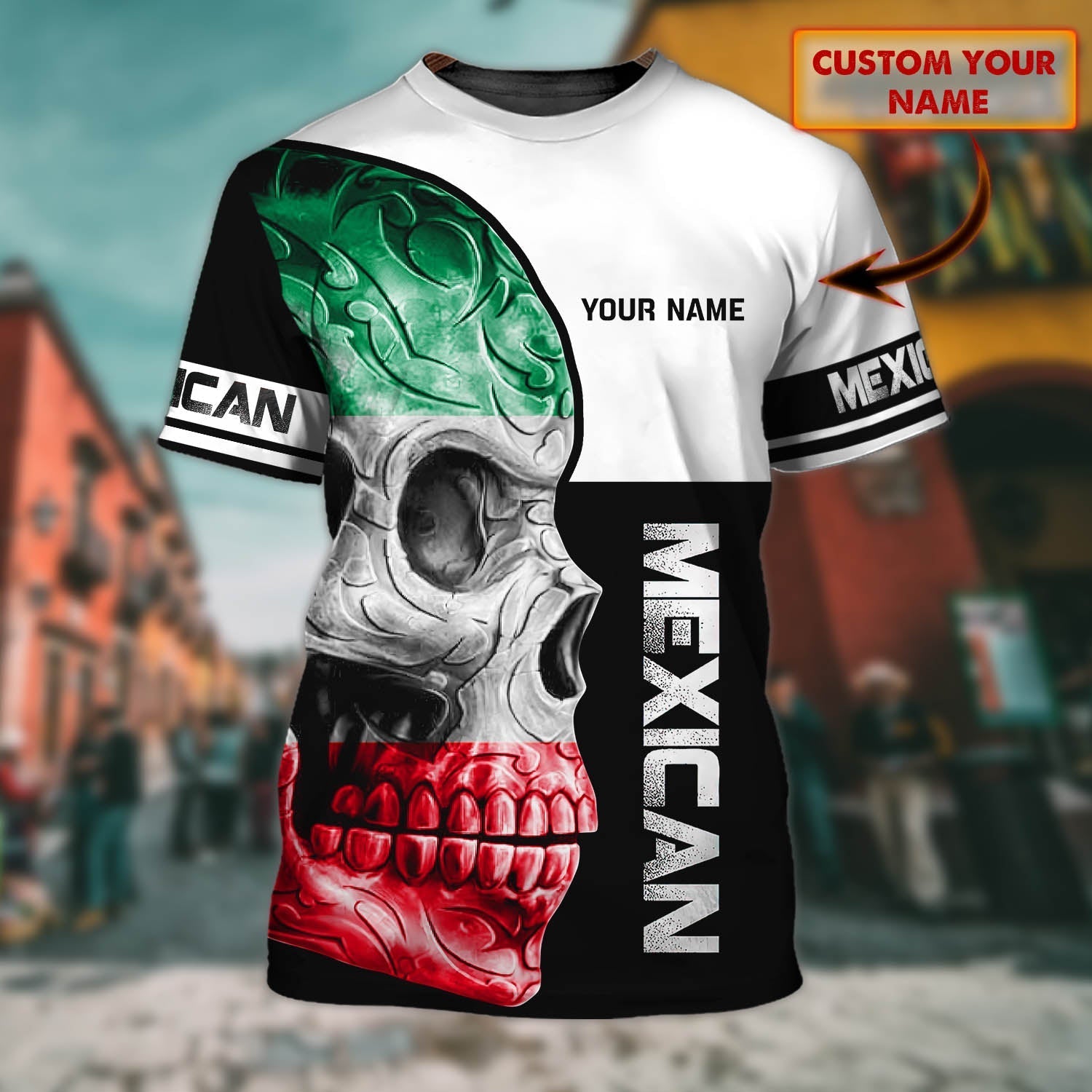 Customized Skull Mexico T shirt/ Mexico Skull Shirts For Men And Women