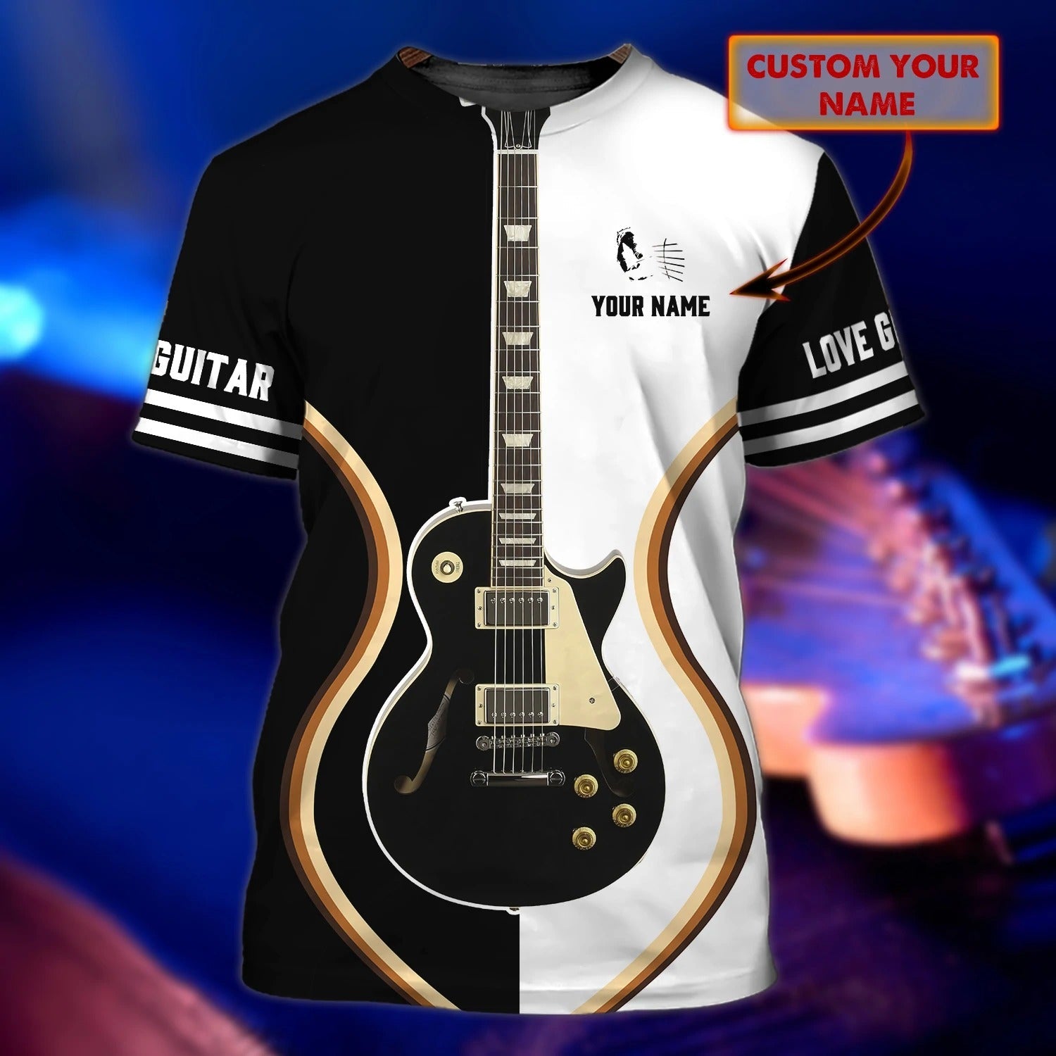 Customized Bass Guitar 3D All Over Print T Shirt For Man And Woman/ Guitarist 3D Shirt With Name/ Guitar Lovers Shirts