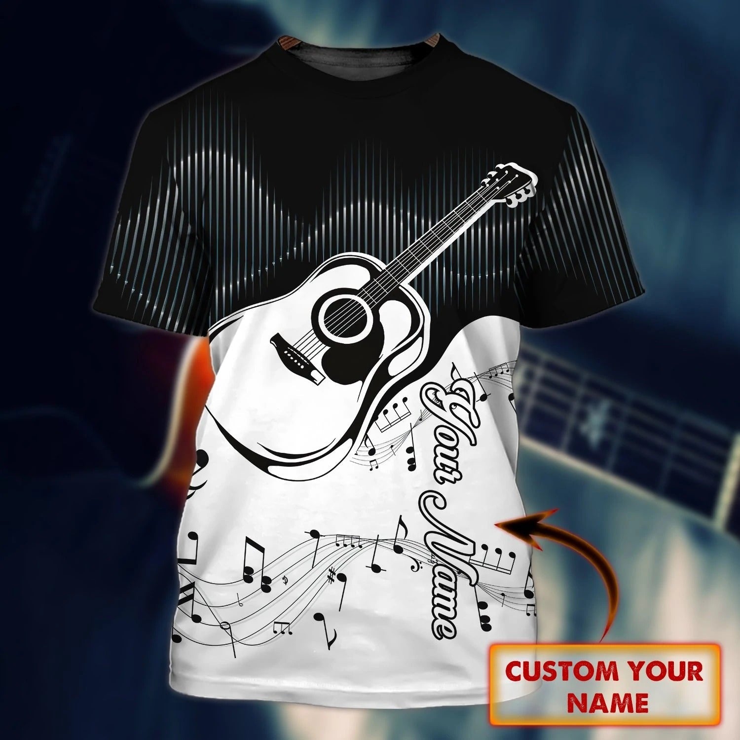 Personalized 3D Guitar Shirts Guitar Lovers/ Sublimation Guitar Shirt With Name/ Gift For Guitar Lover
